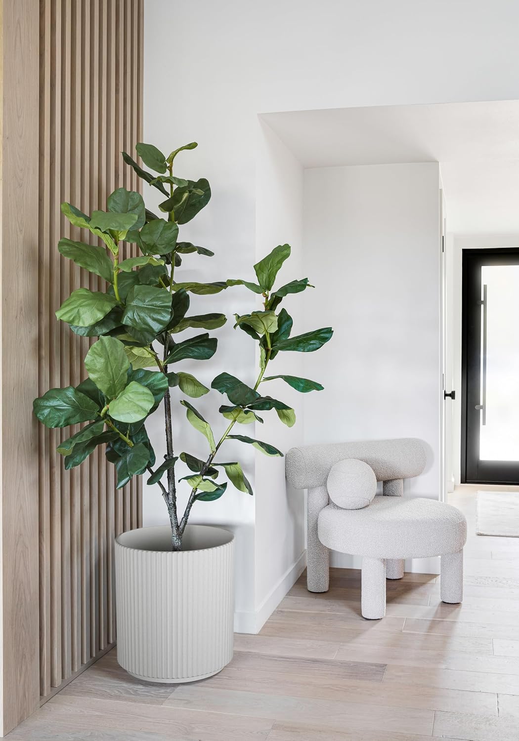 Veradek Round Demi Planter Pots for Indoor/Outdoor Garden Use | Made from Plastic - Concrete Mix with Drainage Holes | Perfect for Small to Large Succulent Plants, Flowers, Modern Interior Plants