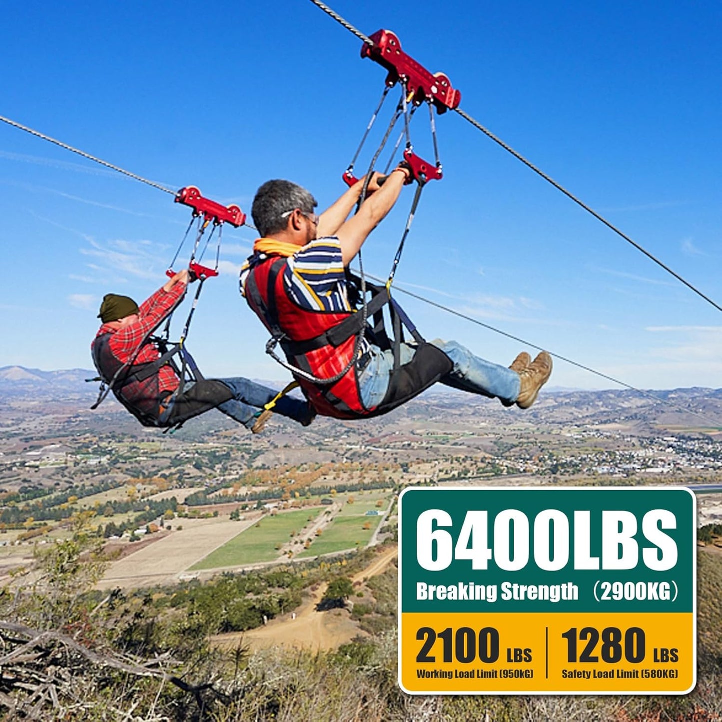 1/4" Stainless Steel Cable 75FT Wire Rope with Clamps and Thimble, 7X19 Strands Aircraft Cable for Zipline, Outdoor, Deck Railing, Heavy Duty Applications, Hanging, 6400lbs Breaking Strength