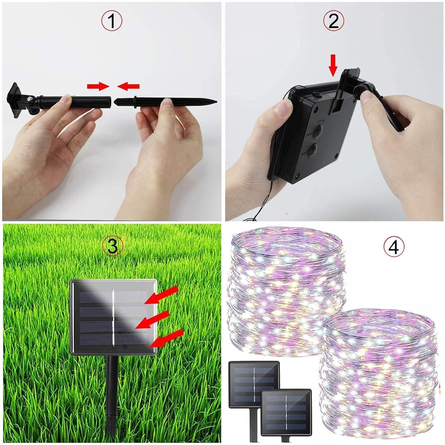 Solar String Lights Outdoor, 2 Pack Total 80FT 200 LED Solar Christmas Twinkle Lights Outside Waterproof Copper Wire 8 Modes Solar Fairy Lights for Garden Tree Party Patio Christmas Decor (Multicolor)