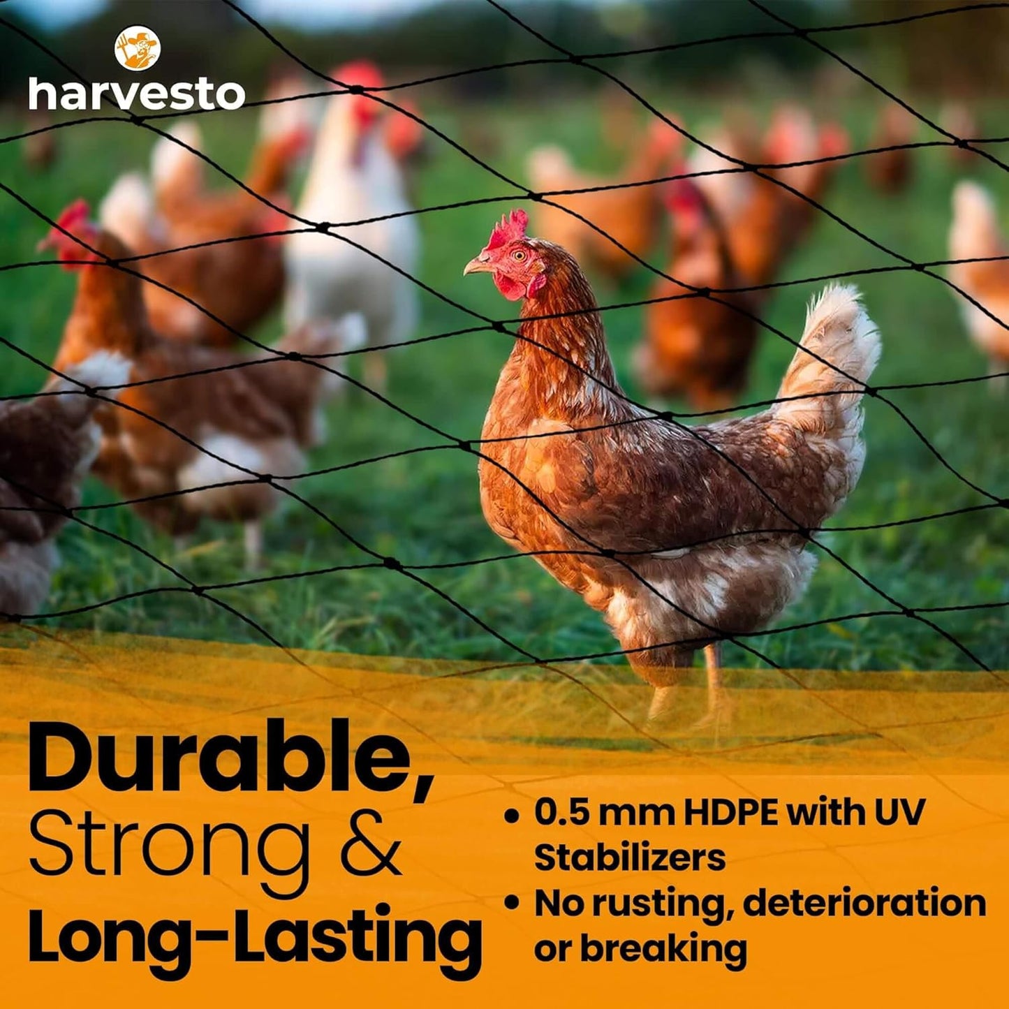 Heavy Duty Bird Netting for Chicken Coops & Runs | Tree & Garden Netting Mesh 1-1/2" | Keep Hawks, Birds & Predators Away | Bird Netting for Blueberry Bushes, Vegetables & Fruit (25' x 50’)