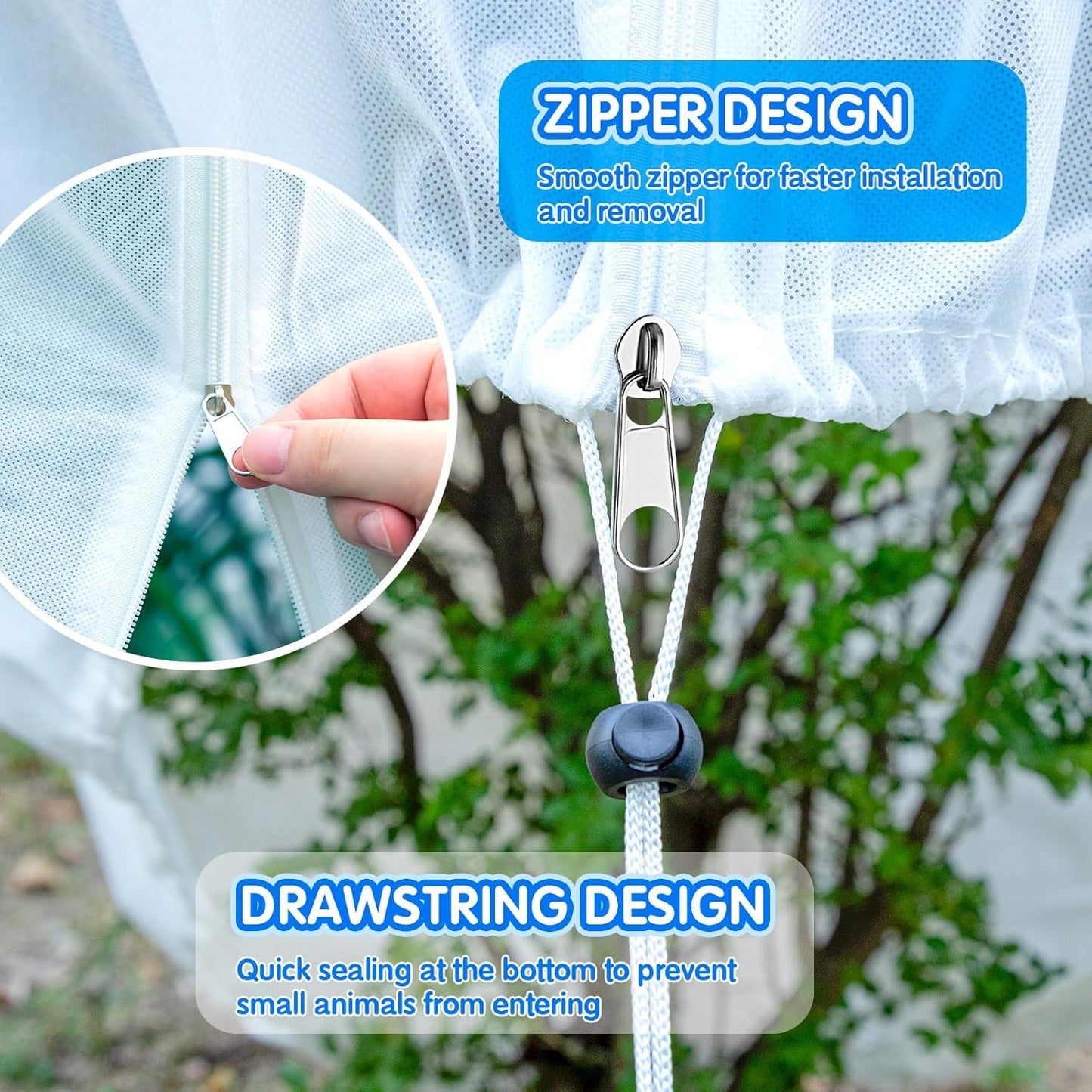 7.9×5.9FT Tree Covers for Winter, Plant Covers Freeze Protection with Drawstring and Zipper, Frost Cloths for Outdoor Plants (White)