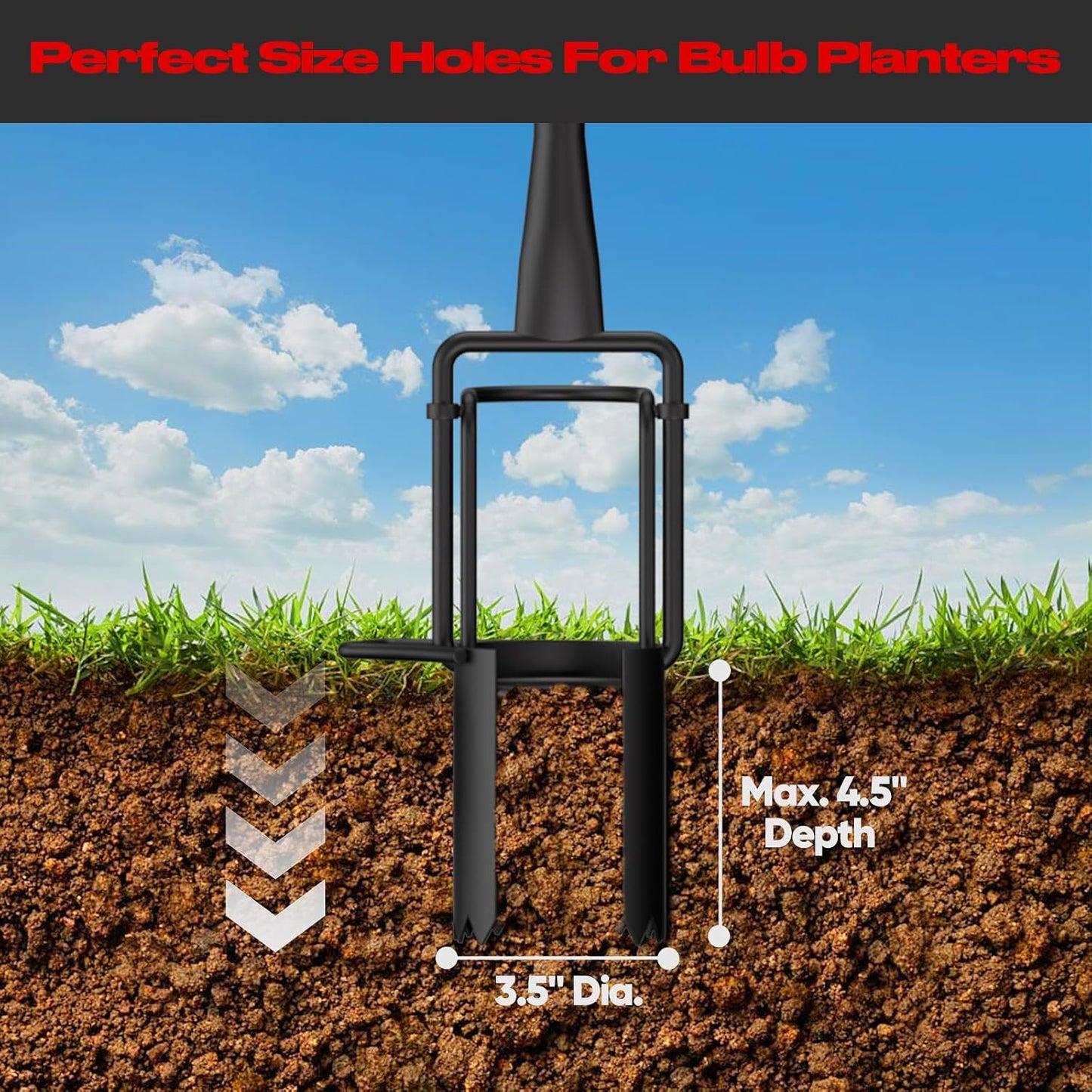Long Handle Bulb Planter Tool, Standing Gardening Bulb Transplanter, Turf Remover Lawn Inserter - for Digging Holes
