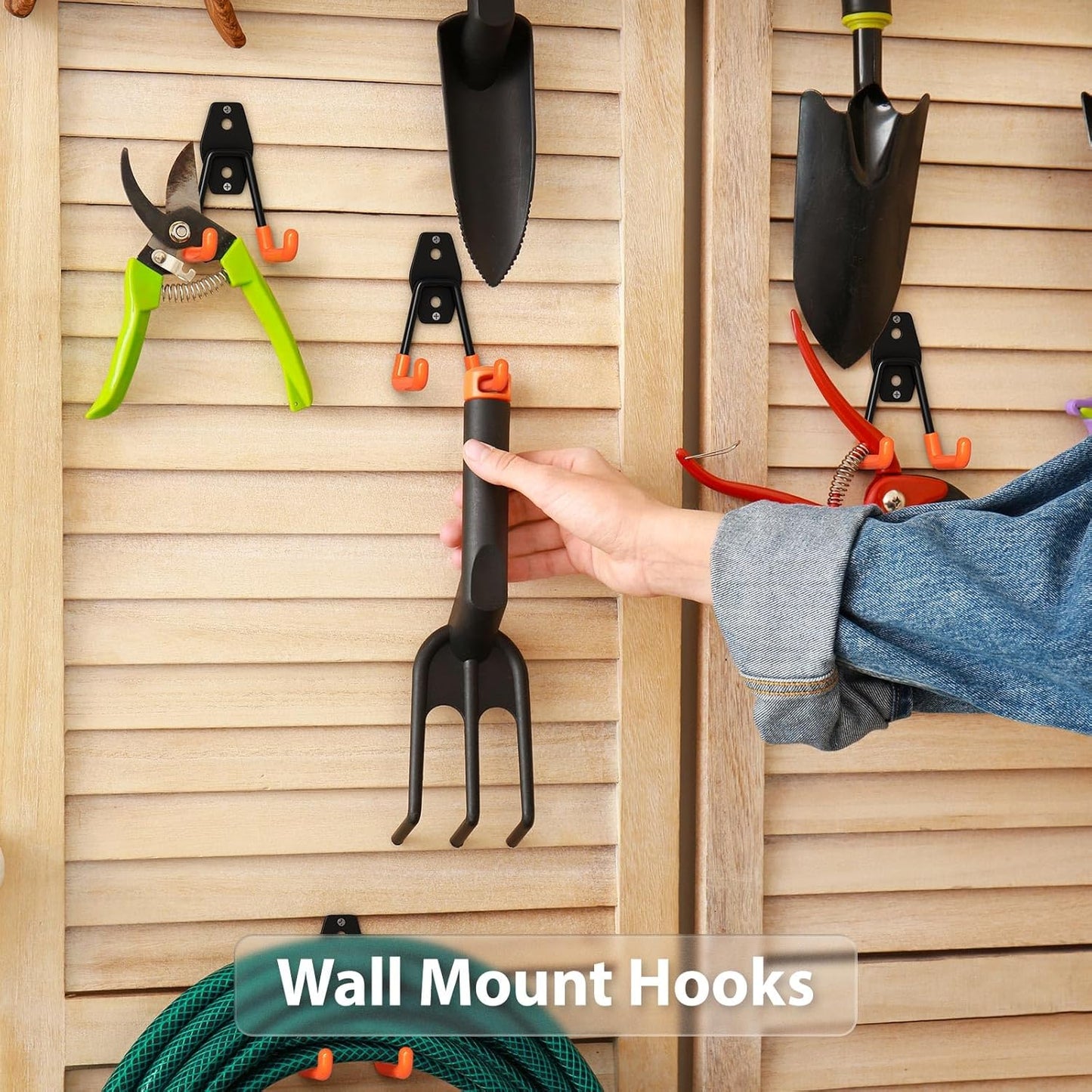 Utility Steel Wall Mount Heavy Duty Garage Hooks with Anti-Slip Coating,Storage More Yard,Garden and Power Tools and for Hanging Hose,Ladder and Bike(8 Pack 4.5x2.75 inch)