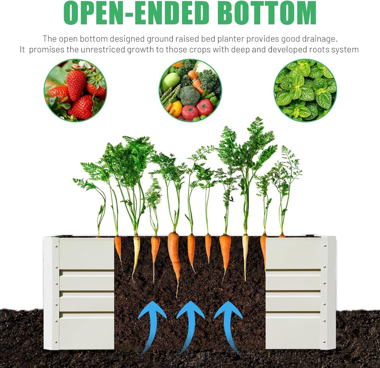 SnugNiture 2 Pcs 4x2x2FT Raised Garden Bed Galvanized Planter Garden Boxes Outdoor, Deep Root Planter Raised Bed for Vegetables Flowers Herbs,Beige White