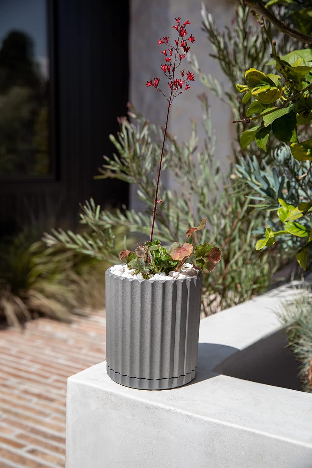 Veradek Demi Series Demi 6" Planter w/Tray - Grey, 2 Pack