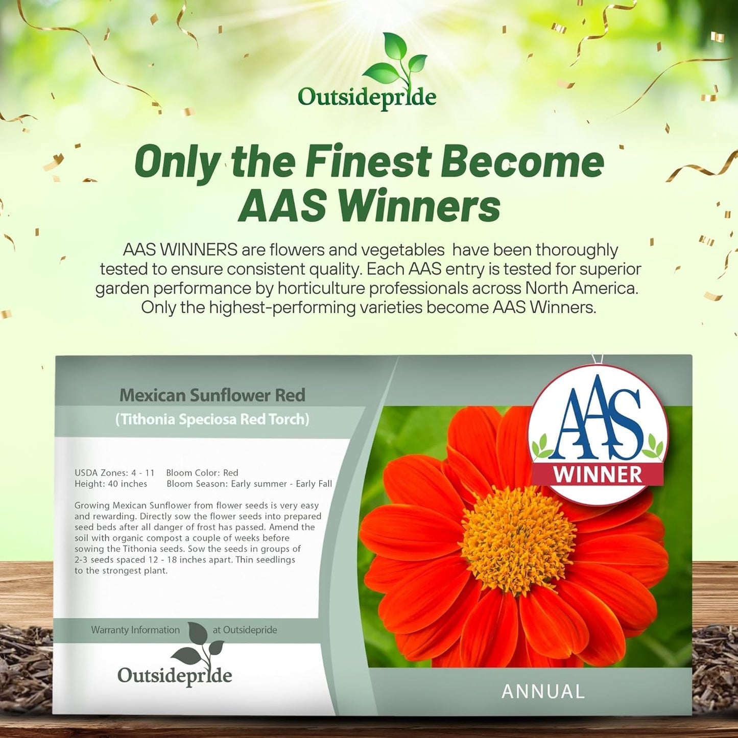 Outsidepride Red Torch Mexican Sunflower Seeds - 2000 Seeds Annual Tithonia, Fast-Growing, Heat & Drought-Tolerant Flower Seeds for Pollinator Gardens, Landscapes, & Flower Arrangements (AAS Winner)