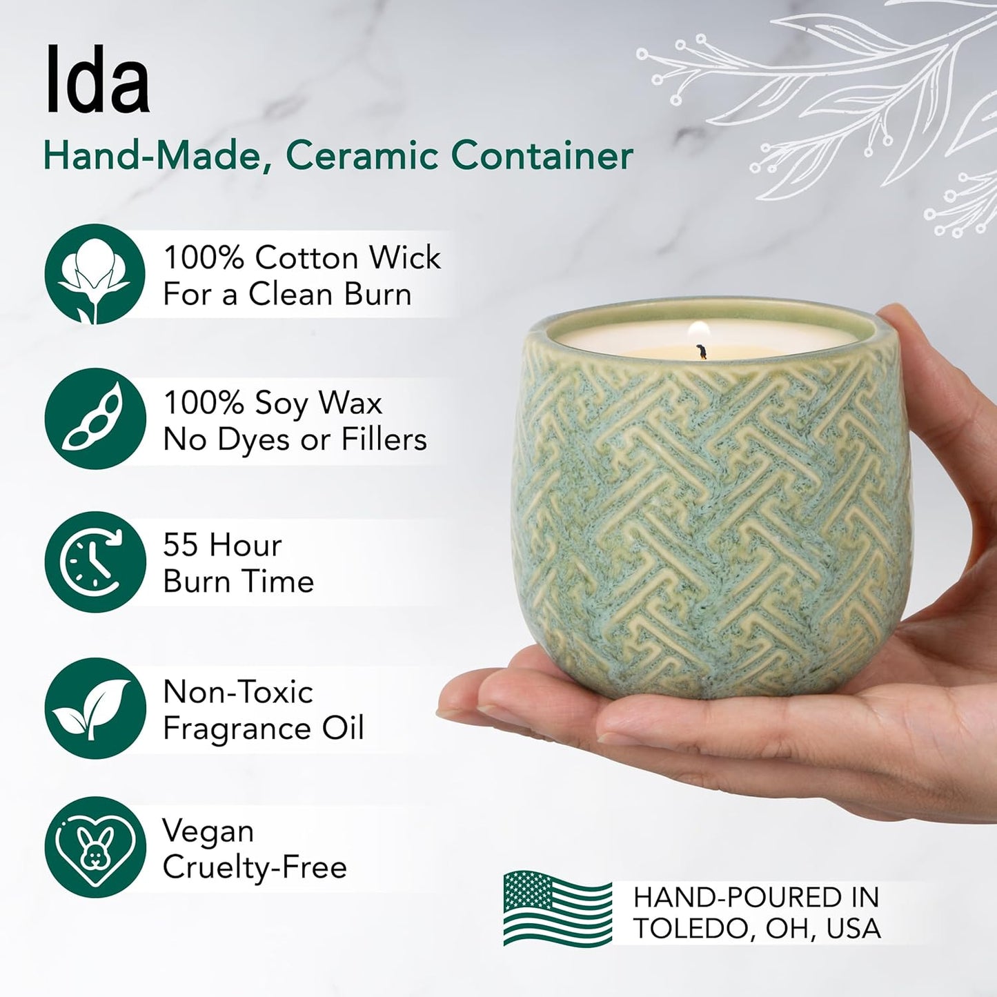 The Growing Candle, Lilac Scented Aromatherapy Candles, 10oz Pot, 100% Soy, Ida
