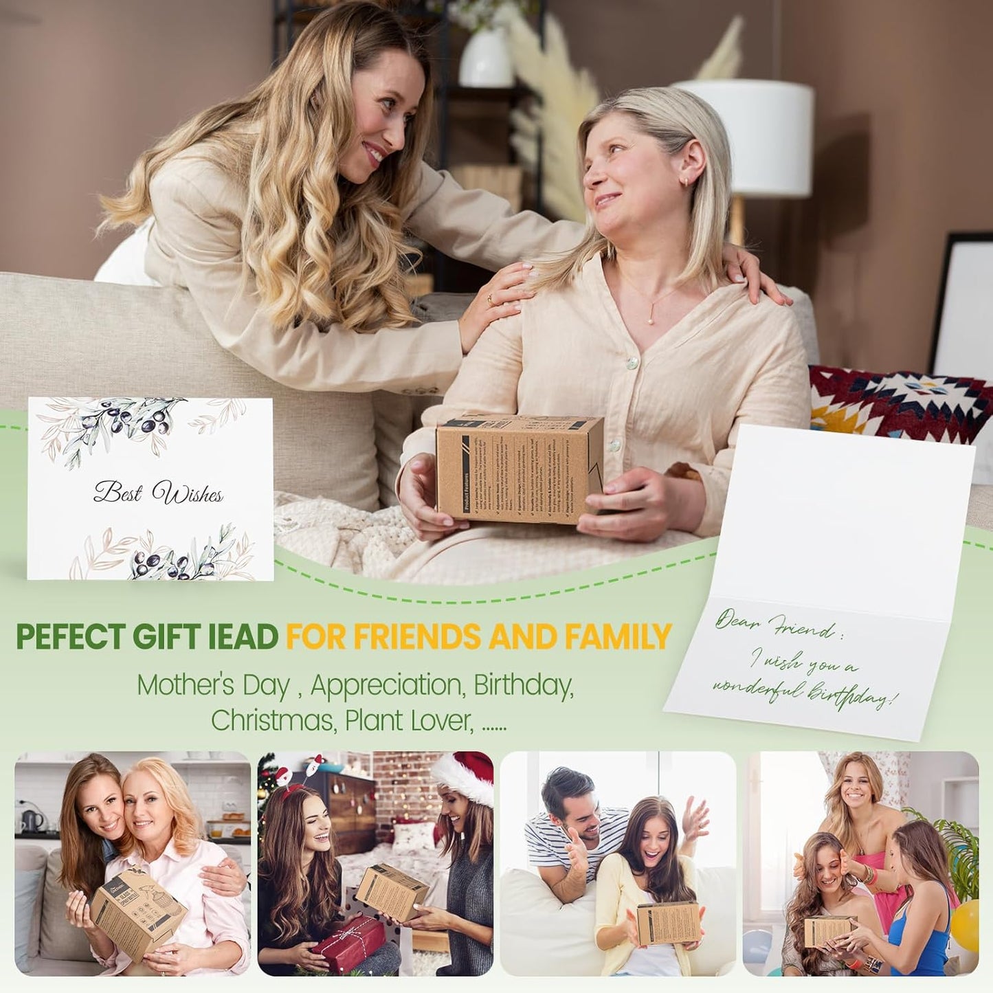 Glass Plant Mister Bottle - 13.5 oz Refillable Leak Proof Water Spray Bottle for Indoor Plants, Spring Gardening,Cleaning, Hair, Pets Care with Adjustable Mist Nozzle (Green)