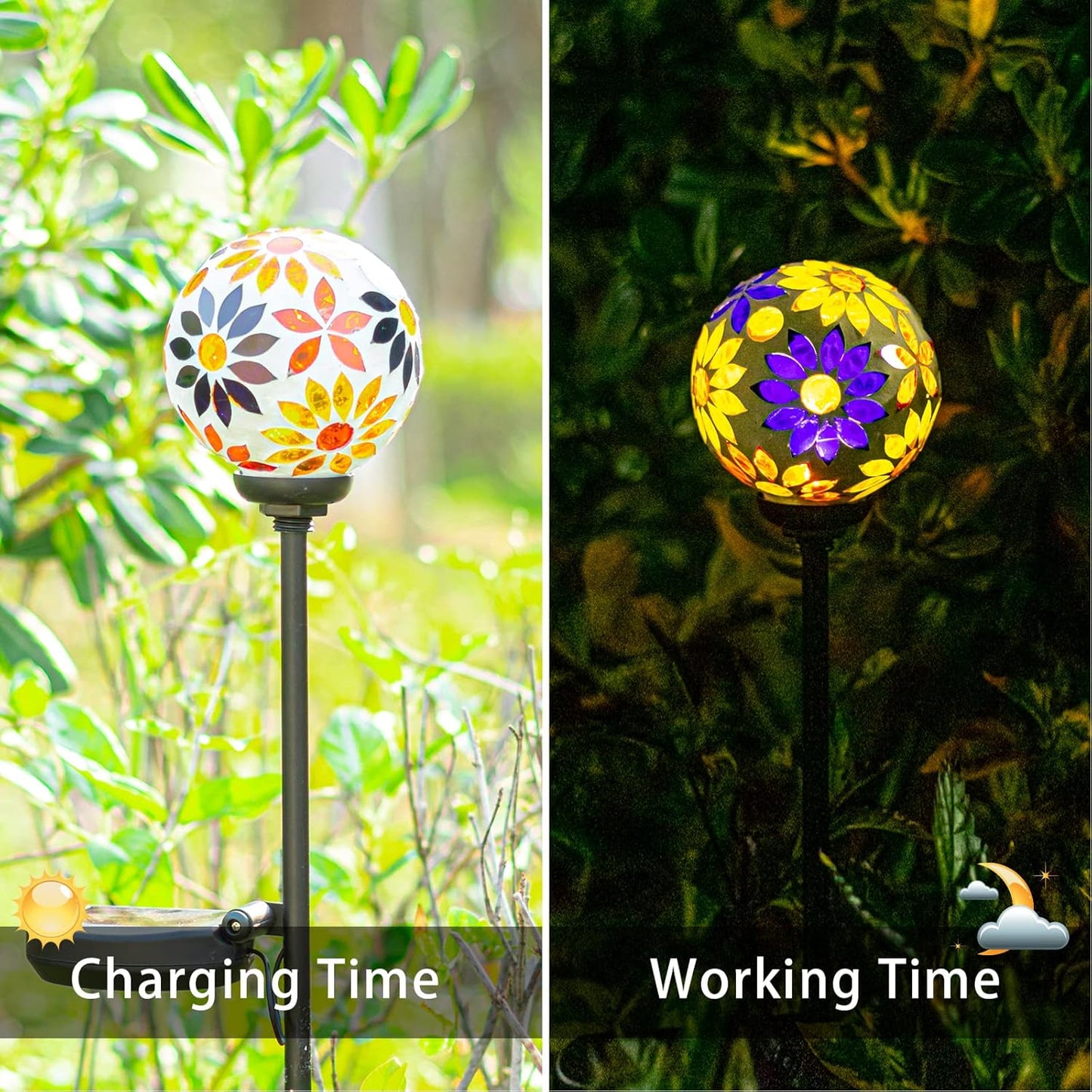 VCUTEKA Solar Garden Lights, Mosaic Solar Lights Outdoor Decor Pathway Light Waterpoof LED Stake Light for Landscape Lawn Patio Yard Decoration 1 Pack