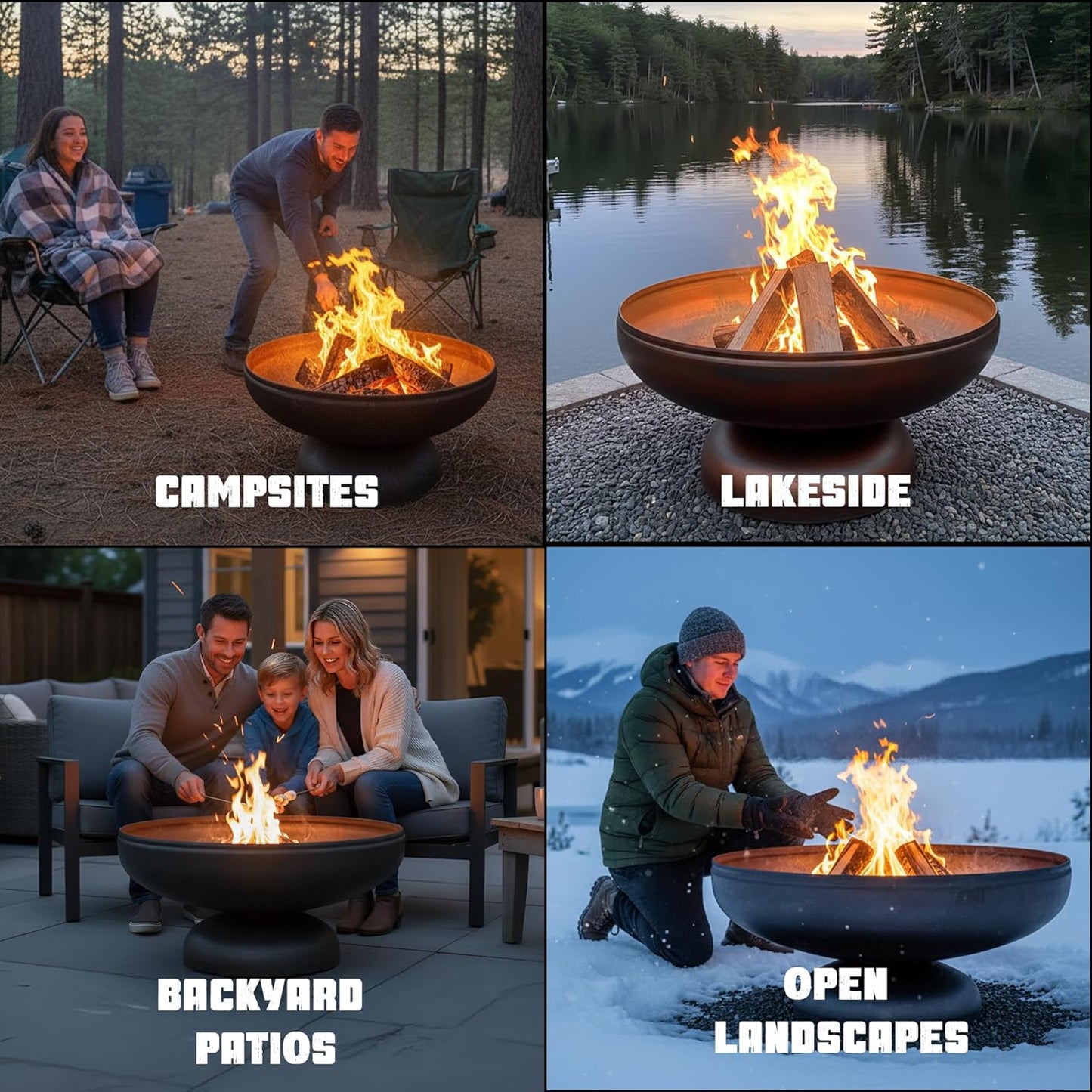 Patriot Fire Pit – Ohio Flame Wood Burning Outdoor Fire Pit - 36" Diameter (Made in USA)