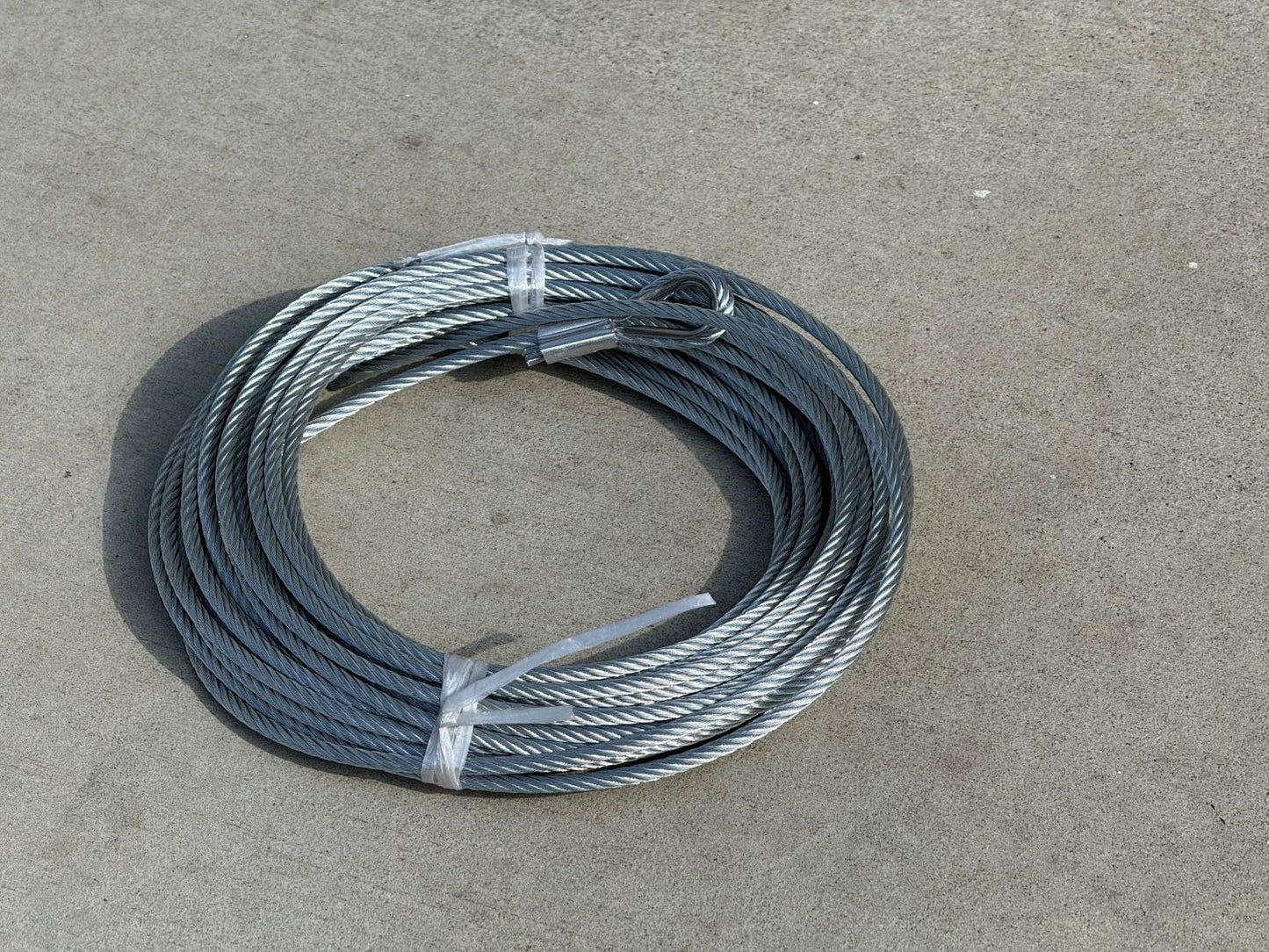 Sandbaggy 3/16" x 50 ft Galvanized Braided Steel Cable w/Looped End (7x19 Wire Rope) (1, Silver, 3/16" x 50 ft)
