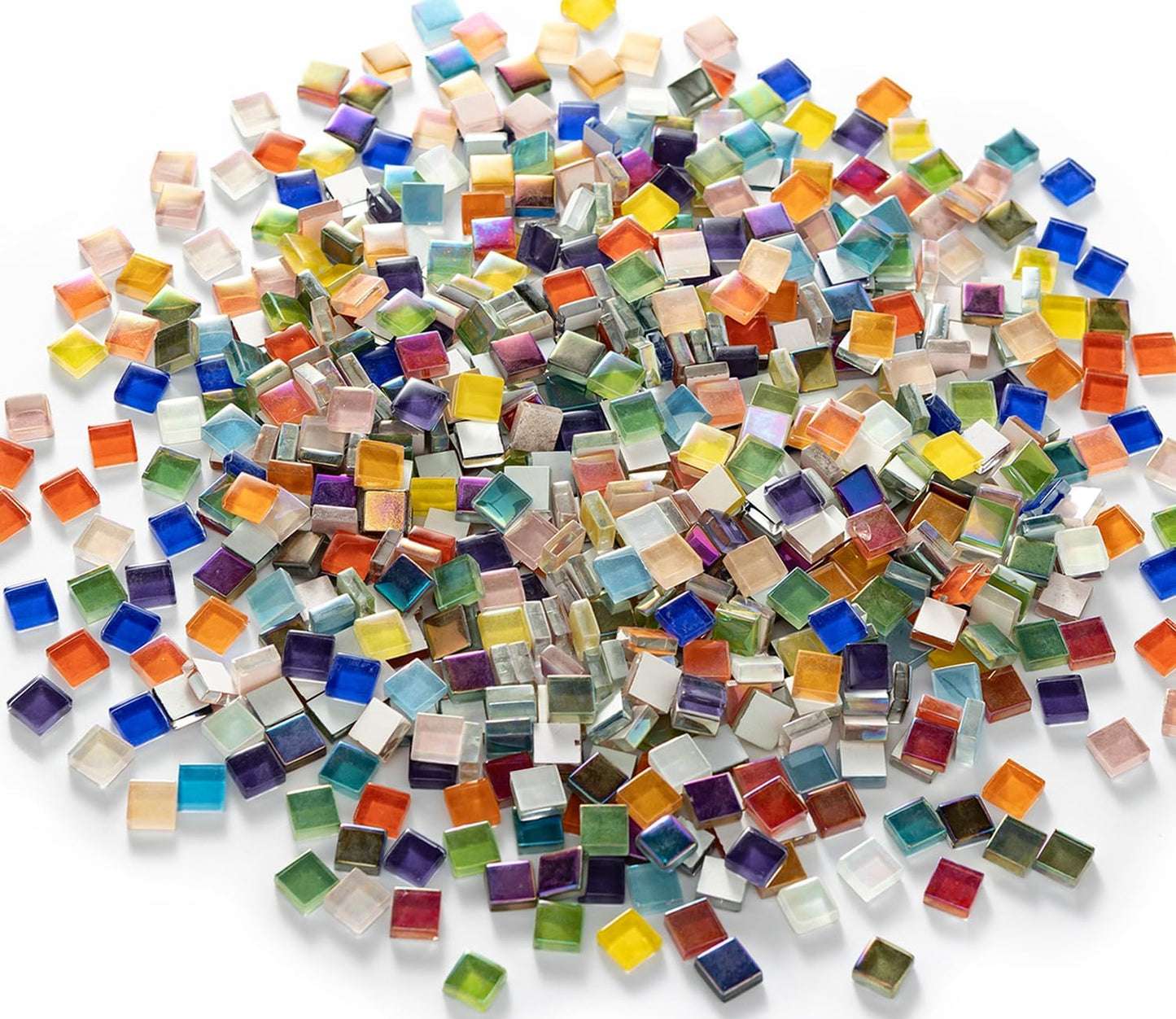 Lanyani Iridescent Crystal Mosaic Glass Bulk for Crafts, Bright Rainbow Small Glass Tiles Pieces for Mosaic DIY