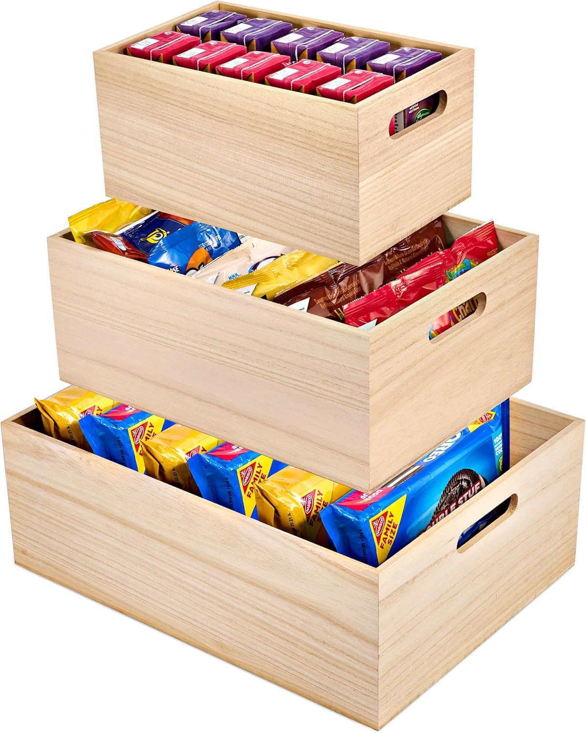 Sorbus Unfinished Wood Crates - Organizer Bins, Wooden Box for Pantry Organizer Storage, Closet, Arts & Crafts, Cabinet Organizers, Containers for Organizing (3 Pack)