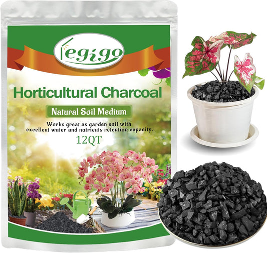 Legigo 12QT All Natural Horticultural Charcoal- Activated Hardwood Plant Charcoal for Soil Amendment, Conditioning Bonsai Soil, Succulent, Terrarium Supplies, Indoor Plant Potting Soil