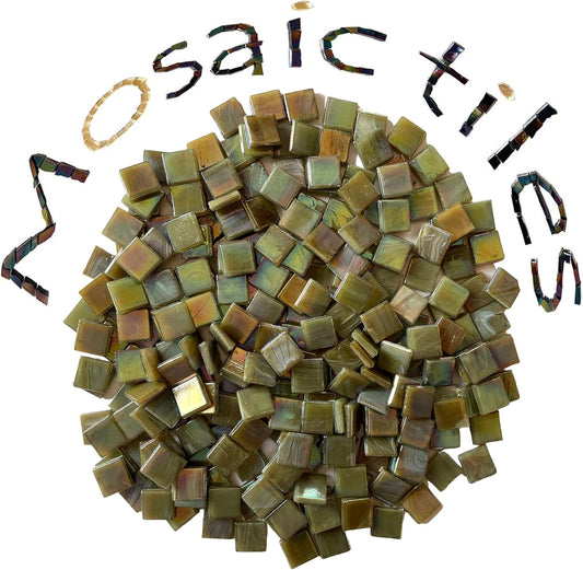 SMEIINIK 1.1lb Bulk Single Iridescent Color Mosaic Tiles for Crafts, Glass Mosaic Pieces for Mosaic Puzzles, Stained Glass Tiles,Mosaic Making Supplies(CWJ07-4)