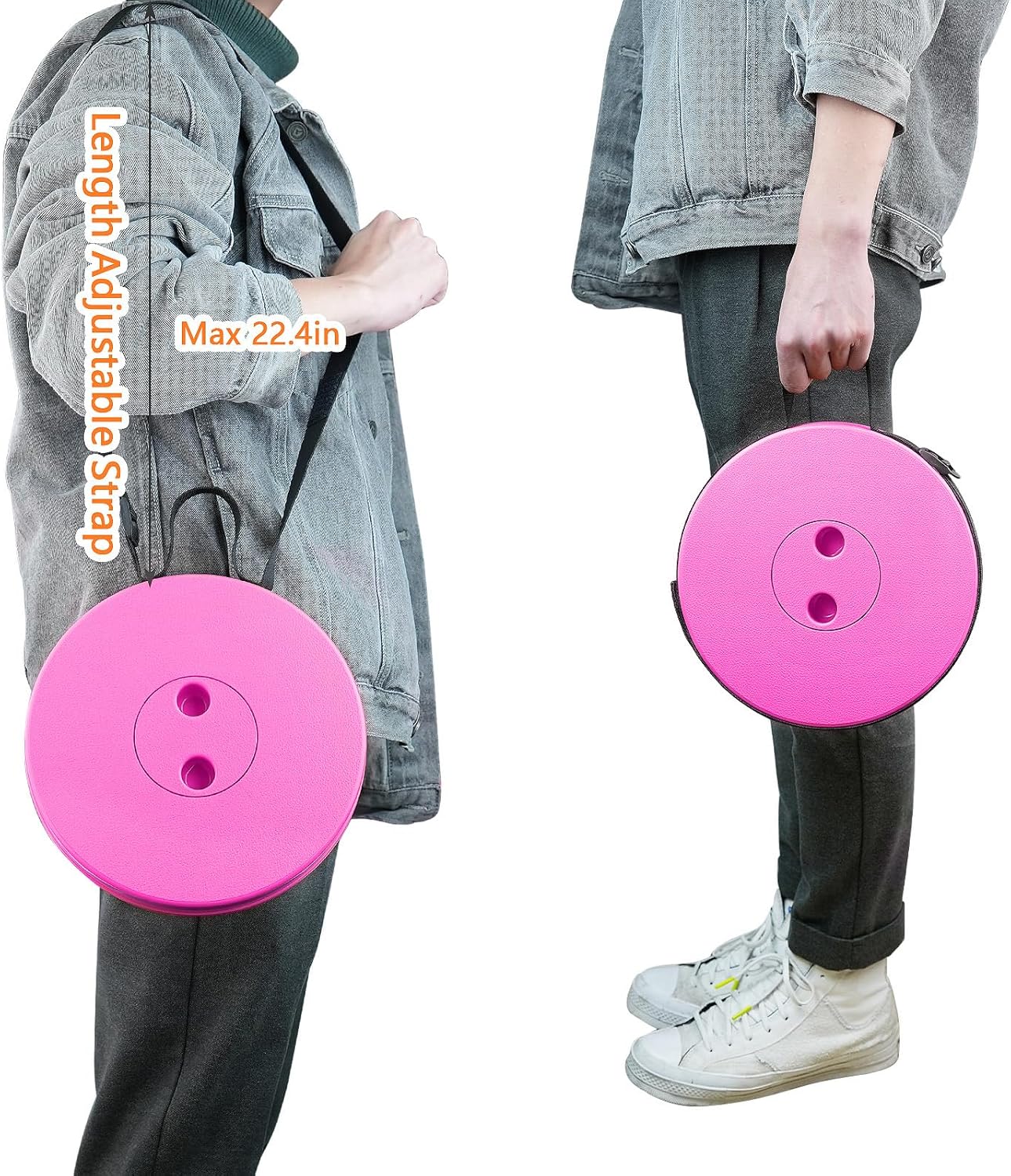 Boreeman Upgraded Folding Stool Lightweight Yet More Sturdy with Load Capacity 400lbs Portable Collapsible Stool for Camping Fishing Hiking BBQ (Pink)