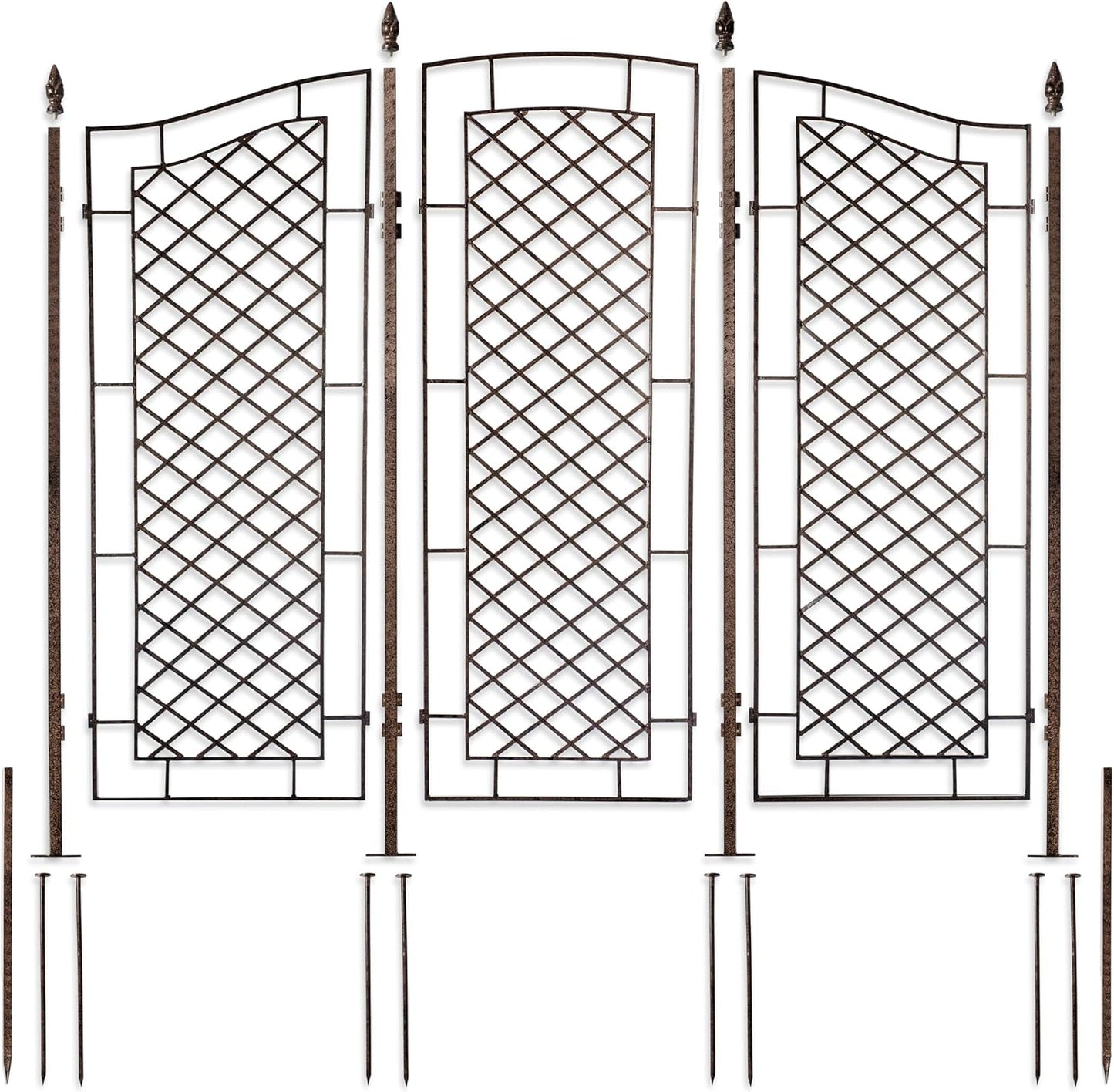 H Potter Large Garden Trellis for Climbing Plants Wrought Iron Metal 3 Panel Ivy Garden Privacy Screen Patio Deck GAR573L