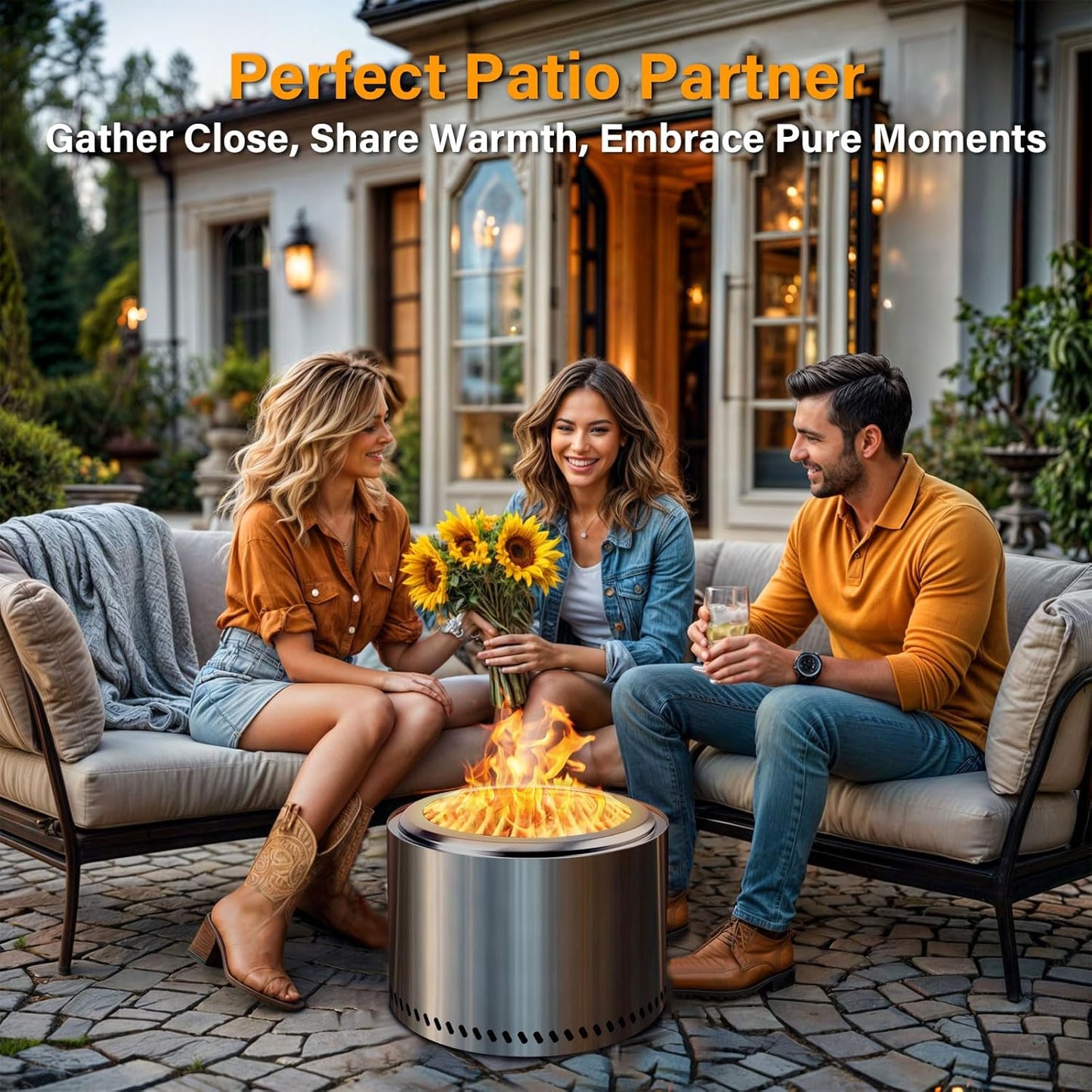 HGD 16 inch Smokeless Fire Pit for Outside, Stainless Steel Fire Pits, Smokeless FirePit Outdoor for Camping Backyard Patio Garden Picnic