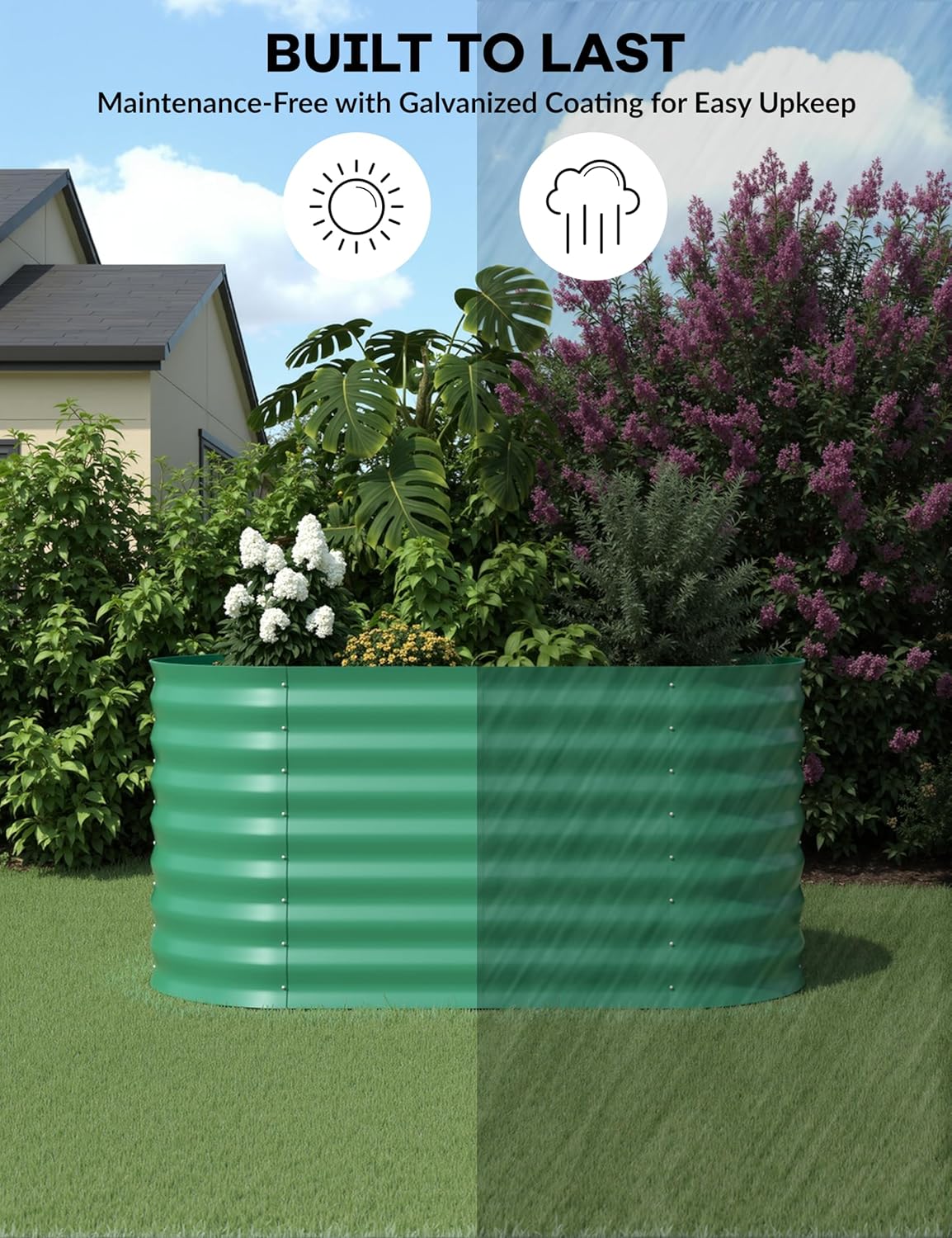 2 Pcs Raised Garden Beds Outdoor 4x2x2 ft - Galvanized Steel Planter Box for Vegetables, Flowers, Rust-Resistant Garden Box, Easy Assembly Raised Beds, Durable Planters for Outdoor Plants, Green