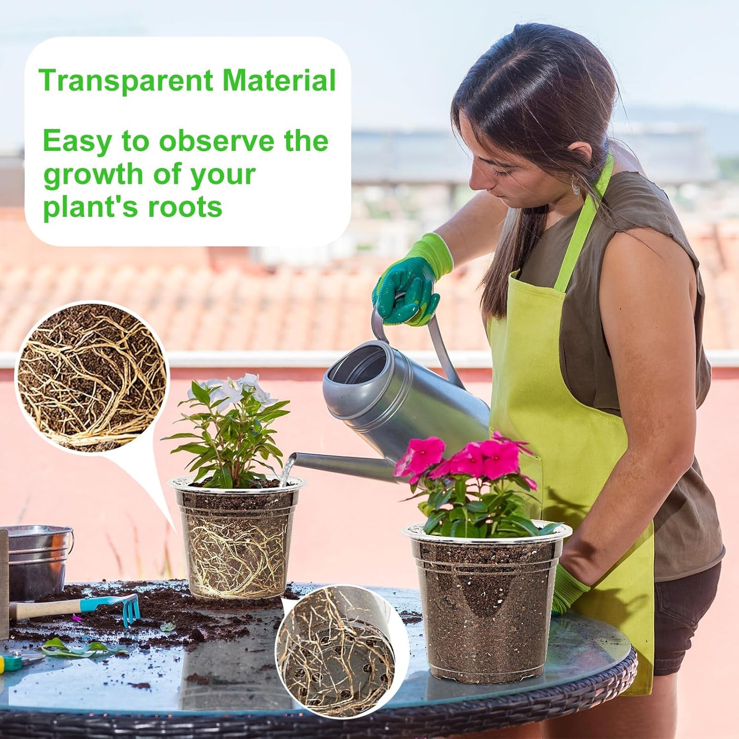 60 Pack 3.5/4/5/6/7 Inch Clear Nursery Pots with Drainage Hole,Variety Sizes Seed Starting Pots Transparent Plastic Plant Pots for Plants Transparency with 50 Plant Labels