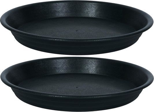 2 Pack Plant Saucer Drip Tray 11 12 inch, Pot Base for Plants Indoor, Plastic Flower Planter Saucers and Drip Trays for Outdoors, Heavy Durable Plant Plate Water Catcher (12", Black)