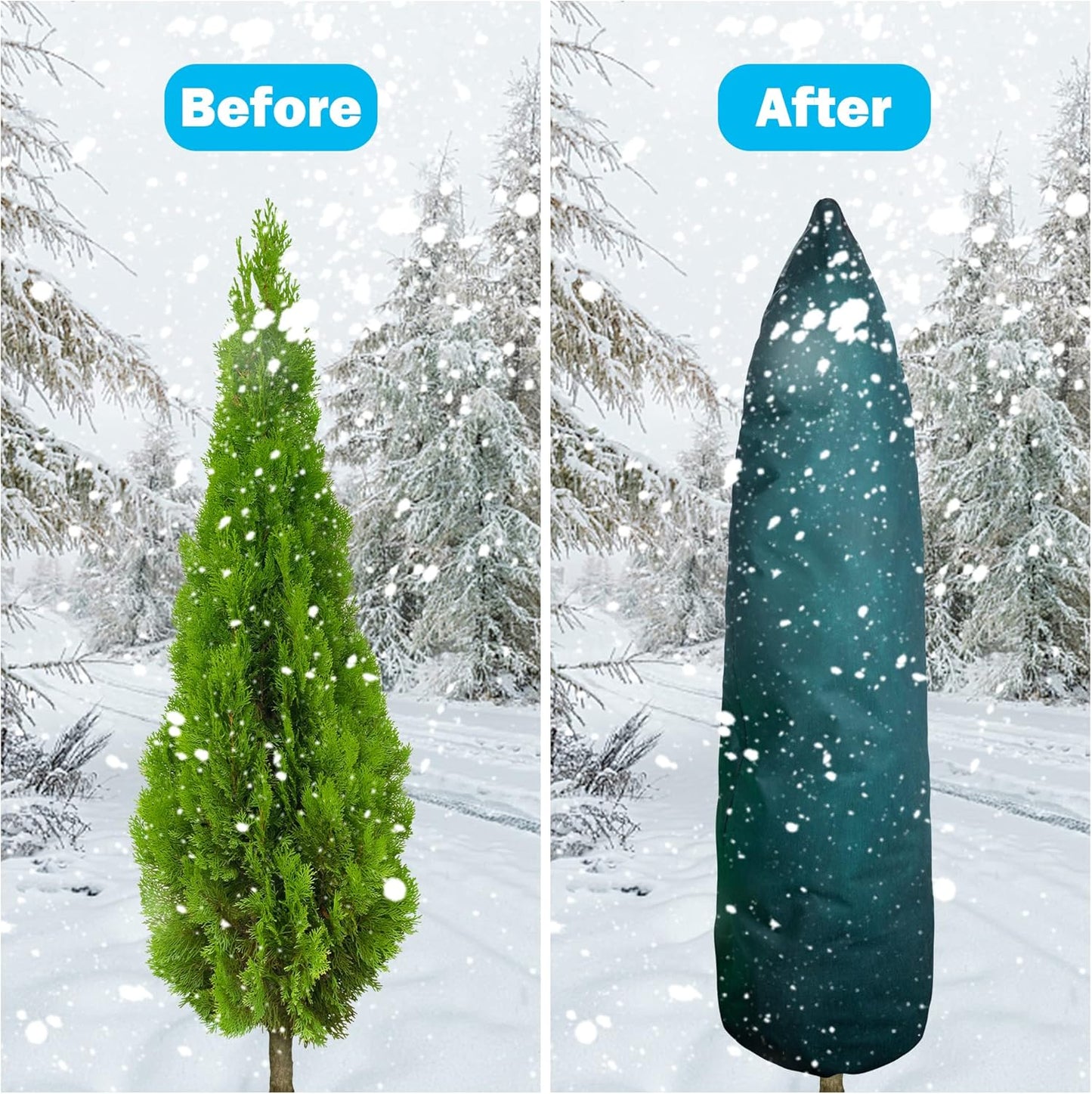 EBaokuup Zip A Tree Plant Covers Freeze Protection,79" H x 24" W Frost Blankets for Outdoor Plants,Warm Plant Protection Cover Bags for Cedars, Juniper, Cypress Trees (Medium)