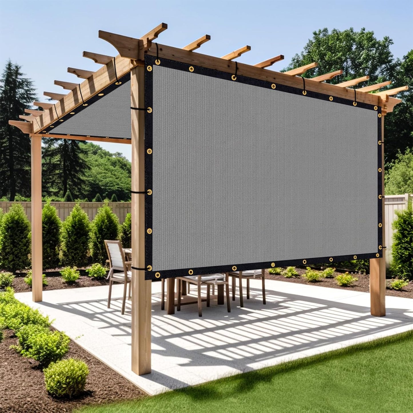 Shade&Beyond Customized Size 14' X 18' Shade Cloth with Grommets, 90% UV Protection UV Protection Mesh Tarp Sun Screens for Patio GN01, Light Gray