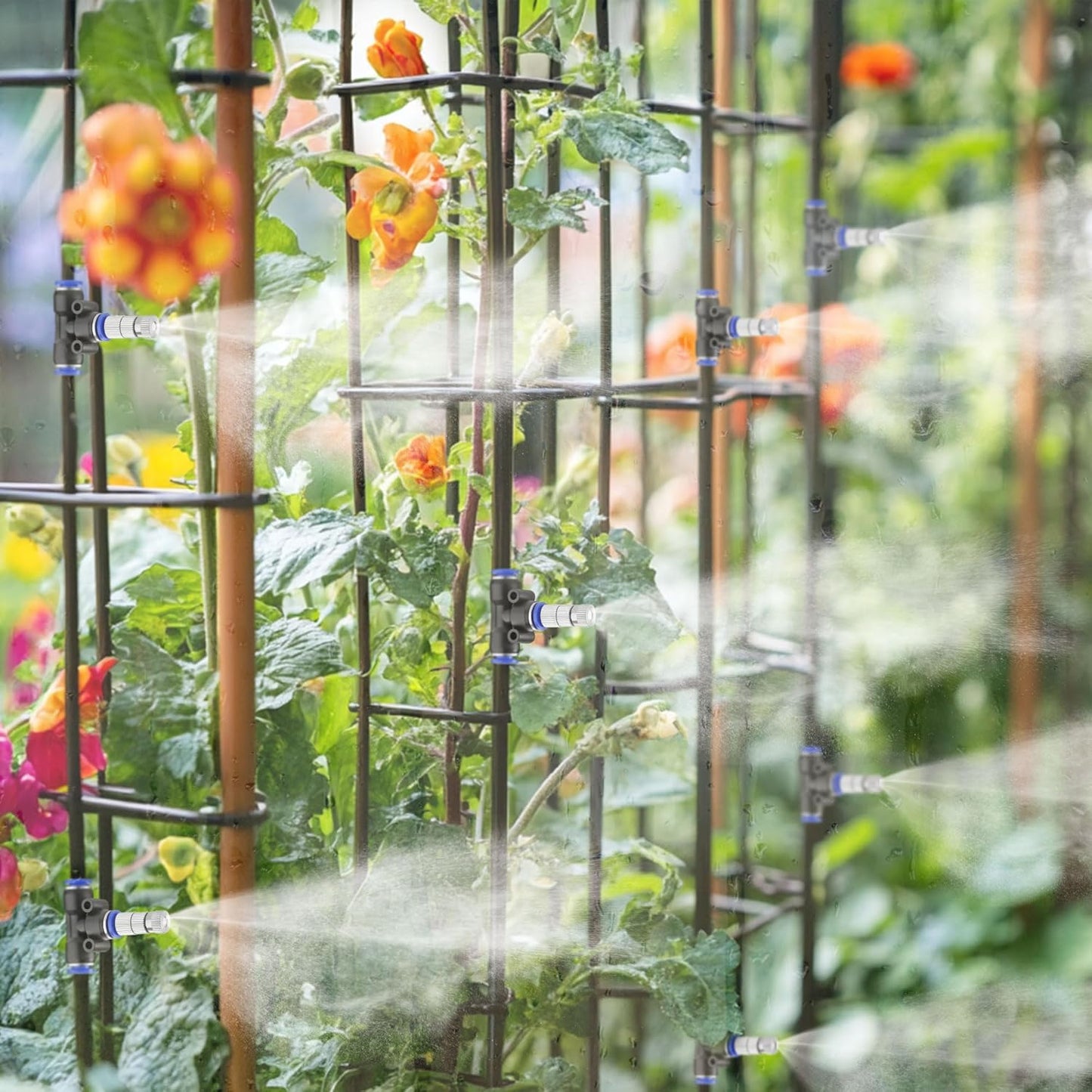 Mornajina 30 Pcs Brass Misting Nozzles Mister Replacement Nozzles with Filter Mesh Fit 1/4" Water Misting Nozzle Tees, 0.012"/0.3mm Orifice Misting System Heads Sprayer for Outdoor Cooling System