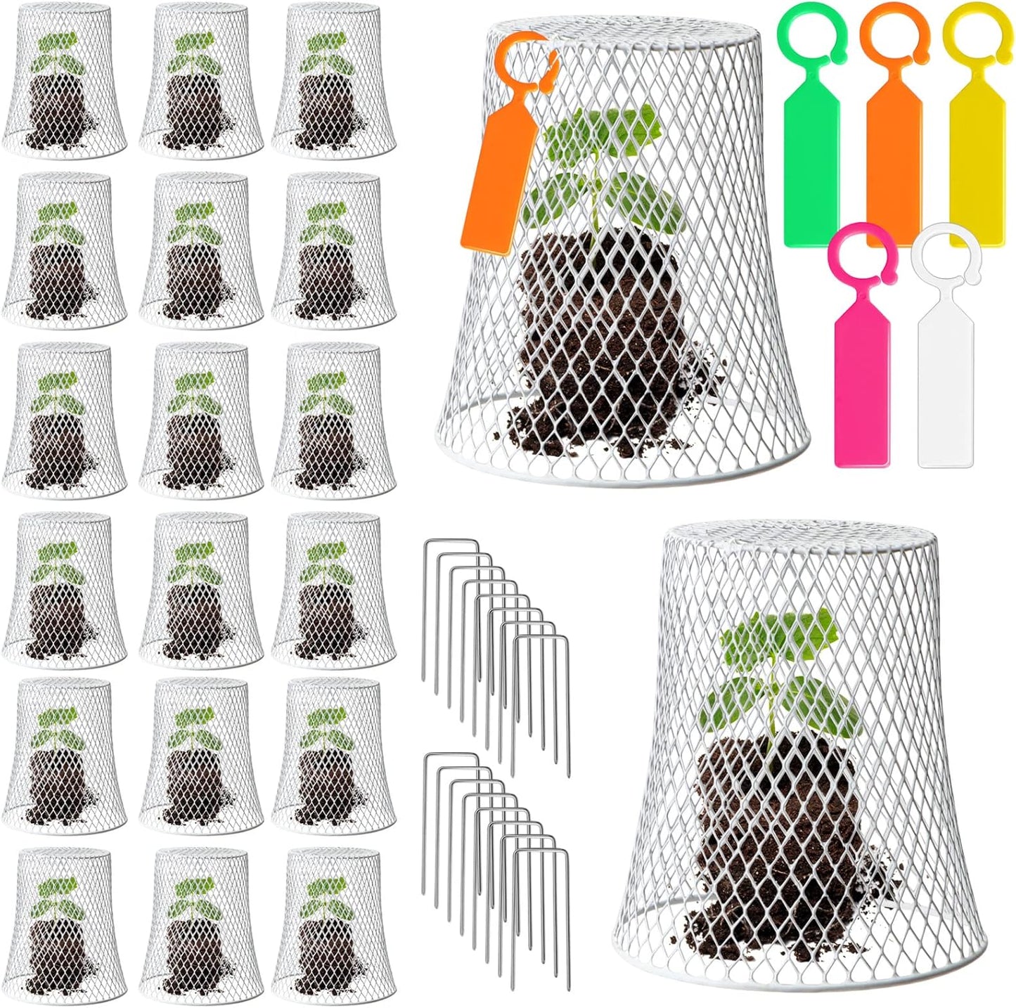 20 Pcs 99inch Chicken Wire Plant Covers Garden Cloches Metal Heavy Duty Plant Protector for Keeping Bunnies Squirrels Birds Other Out