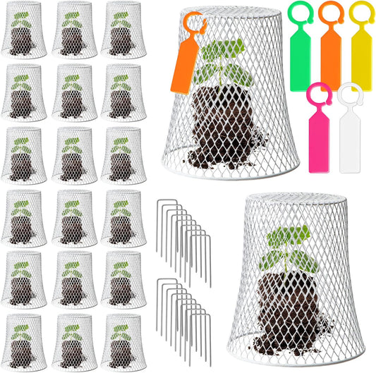 20 Pcs 99inch Chicken Wire Plant Covers Garden Cloches Metal Heavy Duty Plant Protector for Keeping Bunnies Squirrels Birds Other Out