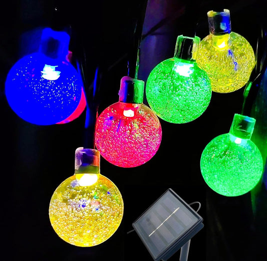 Solar String Lights Outdoor Waterproof, 36FT 60 LEDs 8 Modes Solar Fairy Crystal Globe Christmas String Lights for Holiday Party Gardens Backyard Wedding