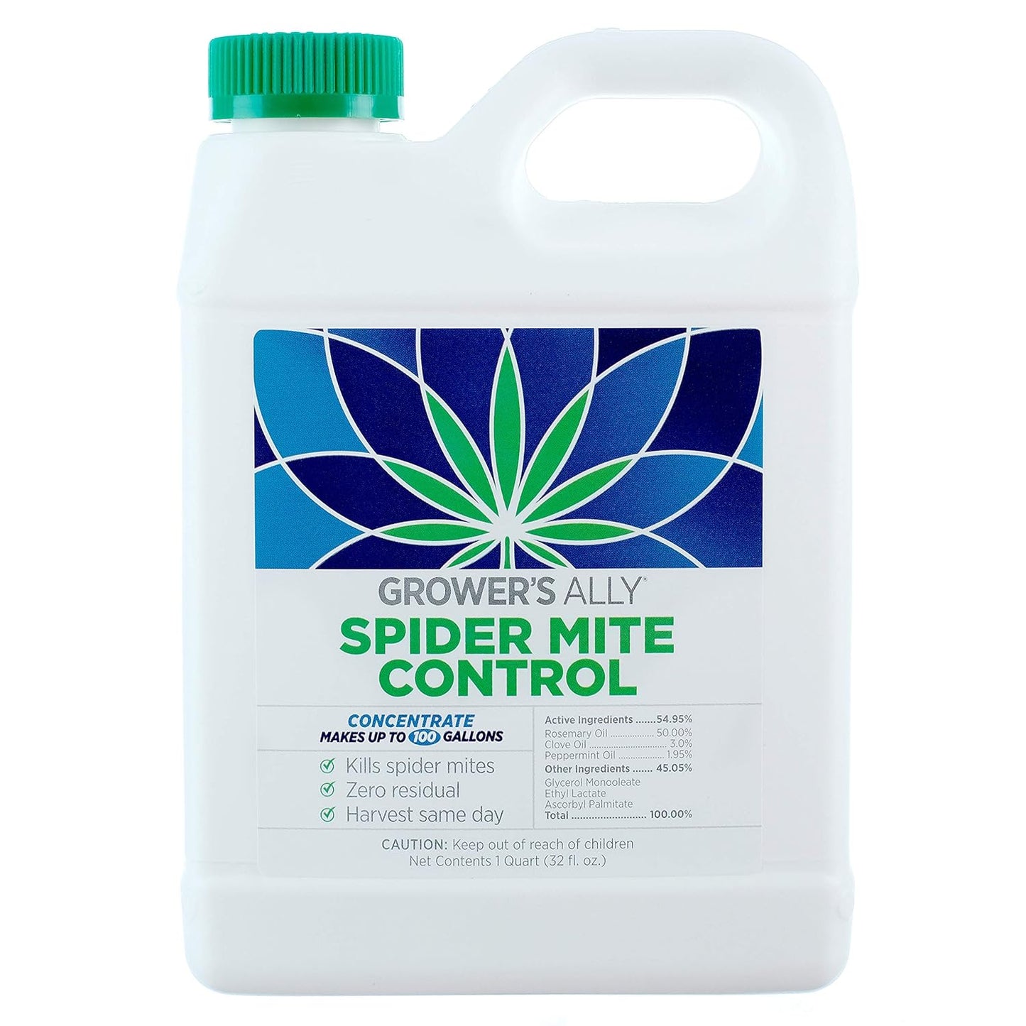 Grower's Ally Spider Mite Control Concentrate 1 qt | Natural Spider Mite & Insect Killer with Rosemary Oil - Trusted by Cultivators for Indoor and Outdoor Use - Makes 100 Gallons