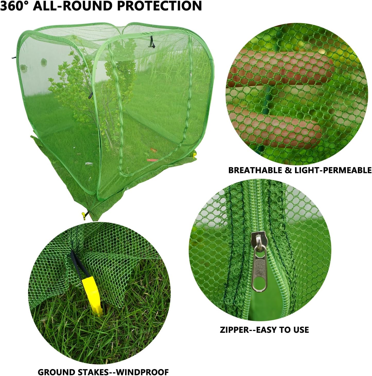 Pop Up Mesh Plant Cover 48’’x48’’x48’’ for Square Raised Garden Bed, Mesh Net Cage Protect from Bird Pest, Insect, Garden Tent for Vegetables, Seedlings Fruits and Herbs