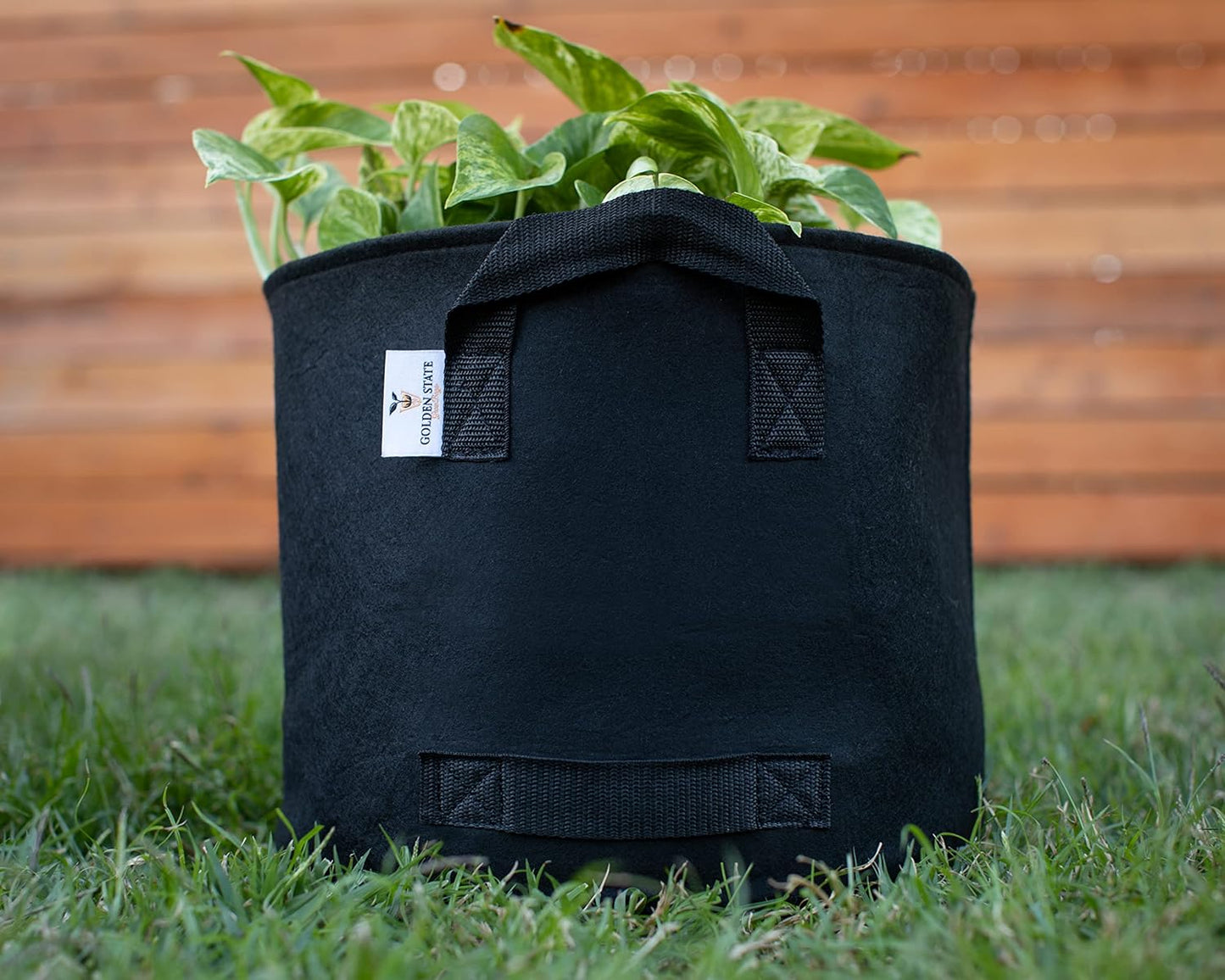 Grow Bags: 5-Pack (Size: 7 Gallon): 300gsm Black Felt Fabric, Biodegradable and eco-Friendly Material. (Handles + Dumping Handles-pat.Pend).