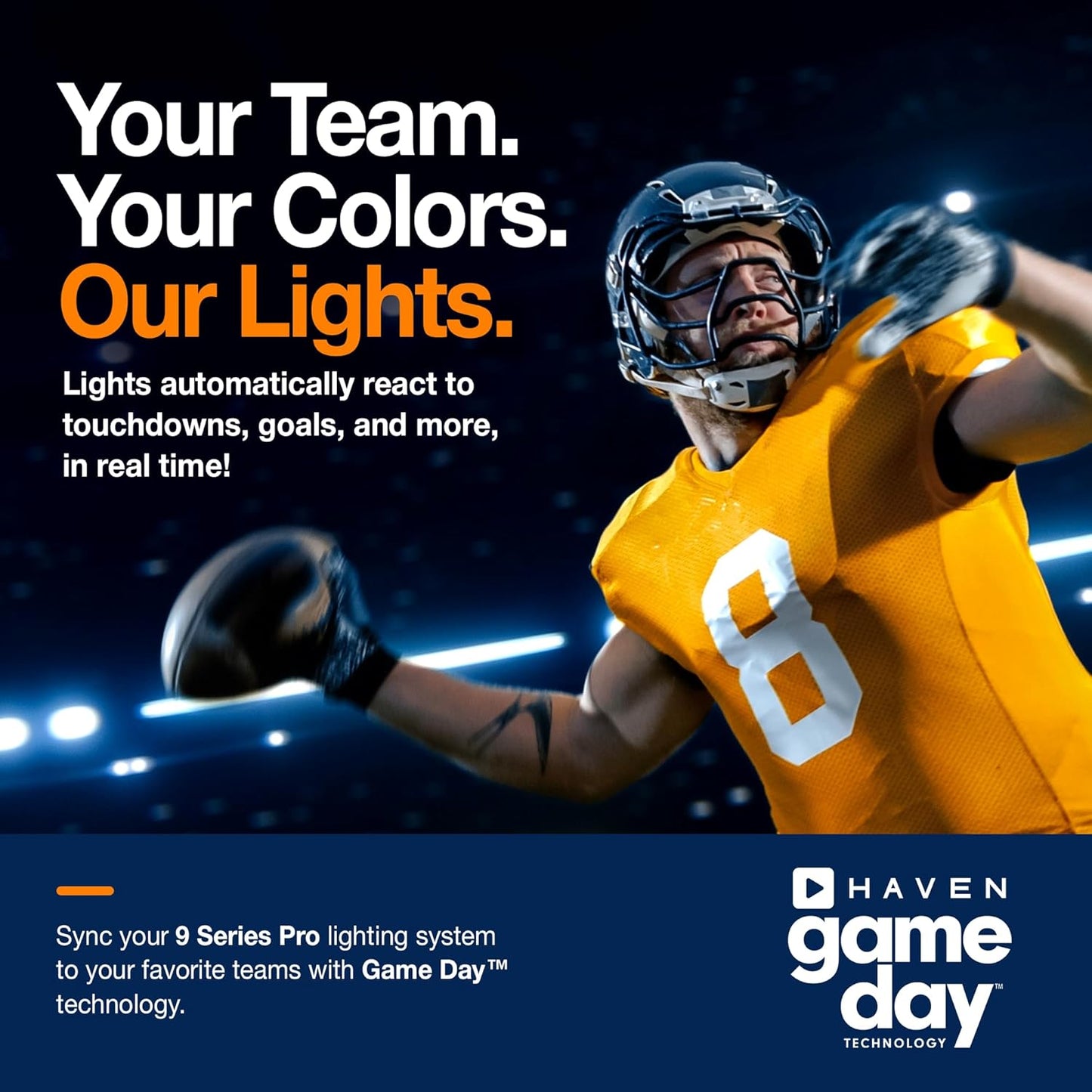 Haven Lighting 9 Series Pro Landscape Lighting Kit - Professional-Grade App Controlled Smart Lights with WiFi - Color Changing Exterior House Lighting, 8-Up LED Lights