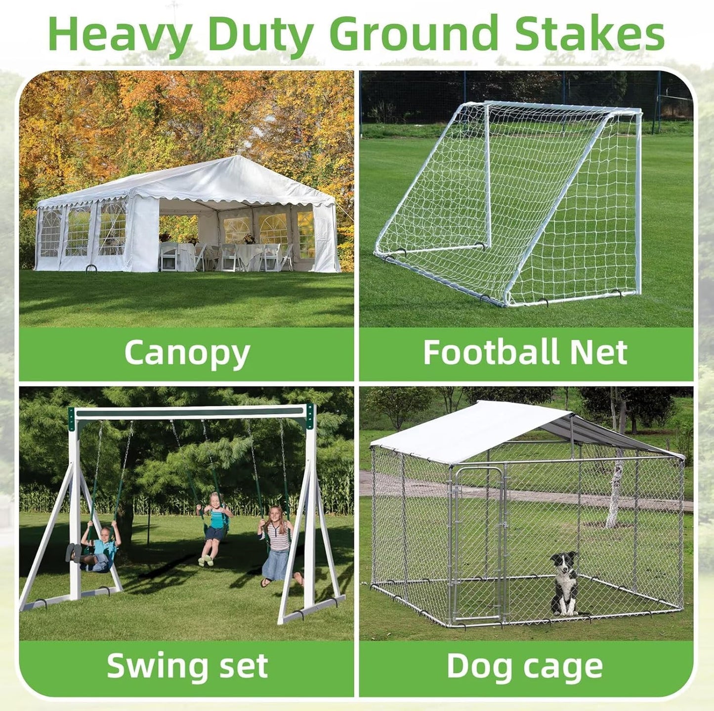 Black Trampoline Stakes Anchors High Wind 16inx10mm Galvanized U Hook 6pcs Rebar Stakes – Heavy Duty Ground Anchors for Trampoline,Yard & Inflatable,Landscape Metal Stakes for Outdoor Decorations