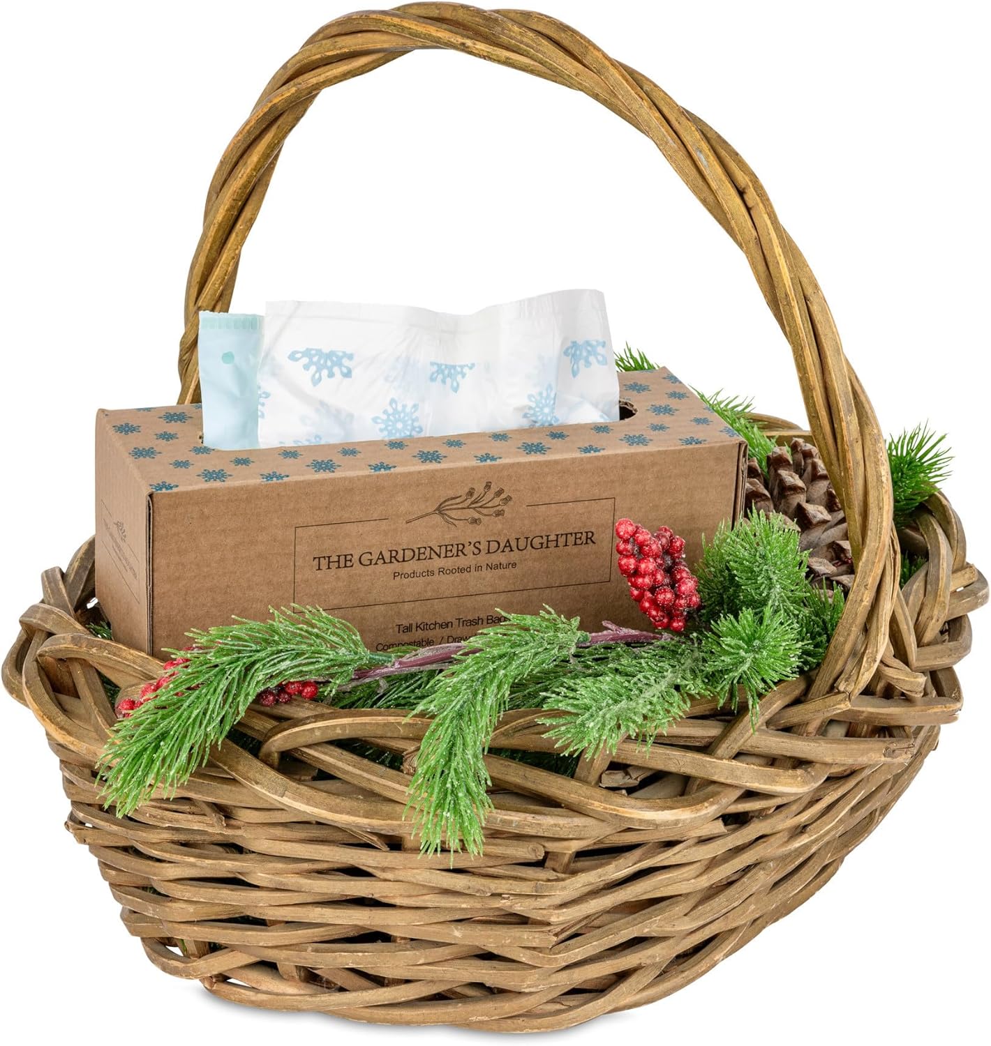 The Gardener's Daughter Compostable Trash Bags - 13 Gallon, 30 Count, Extra Strength, White, Drawstring Kitchen Waste Bag, BPI and TUV Certified, OK Home Compostable - (Winter’s Grace)