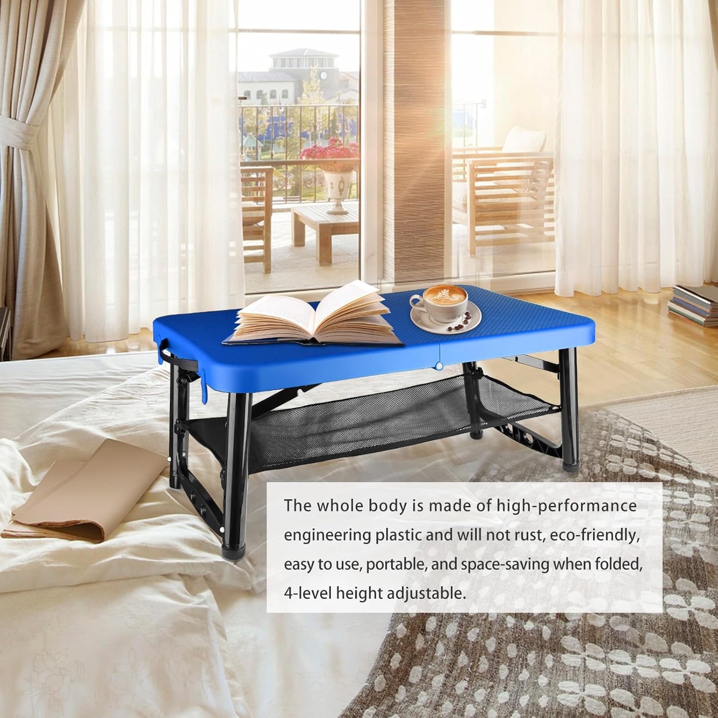 Small Folding Table, Adjustable Height, Camping & Picnic Table, 4 Foot Lightweight