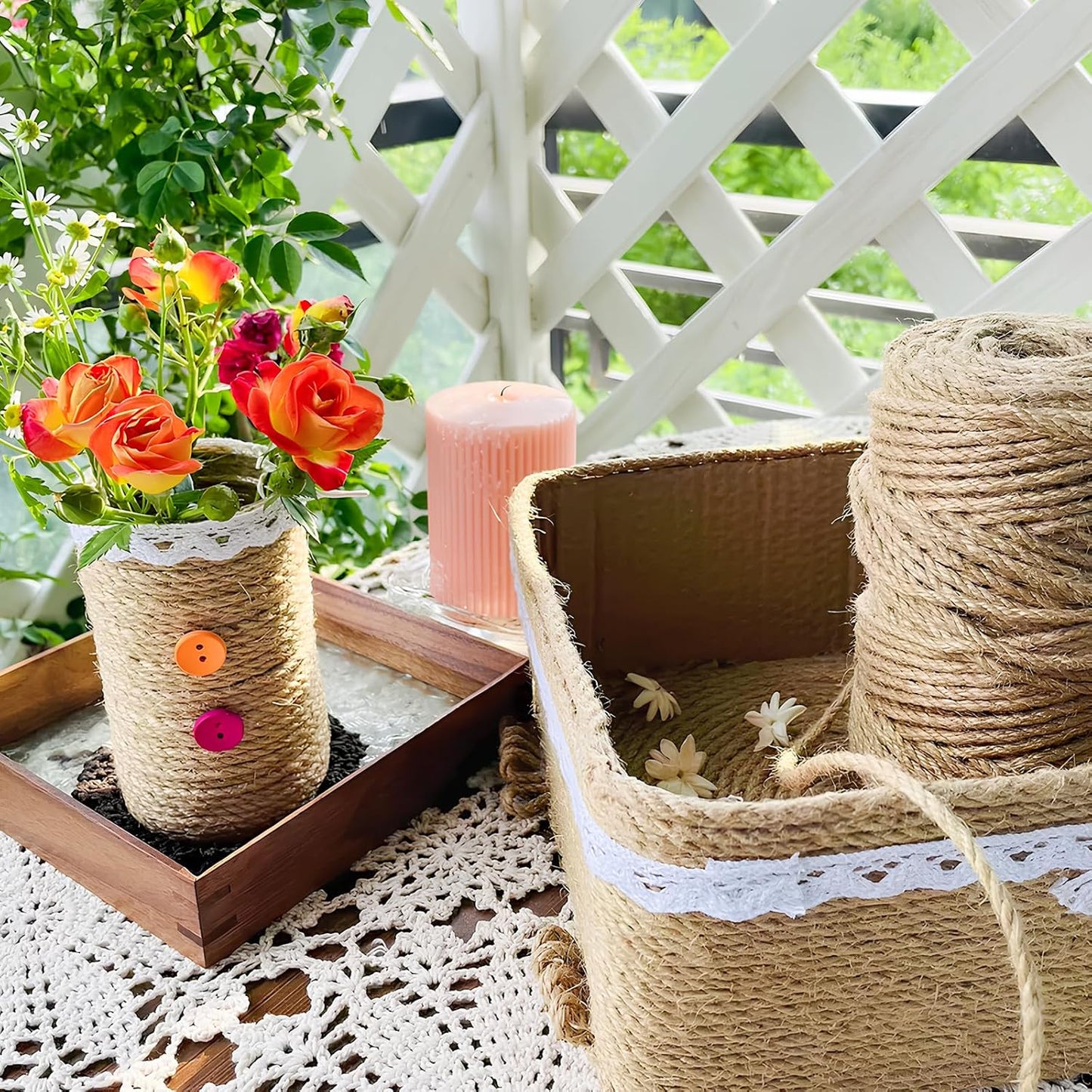 XSEINO 1800 Feet Natural Jute Twine Strong Garden Twine Rope for Arts Crafts Gift Wrapping Gardening Tomato Climbing Plant Tie Floristry Packing Decor
