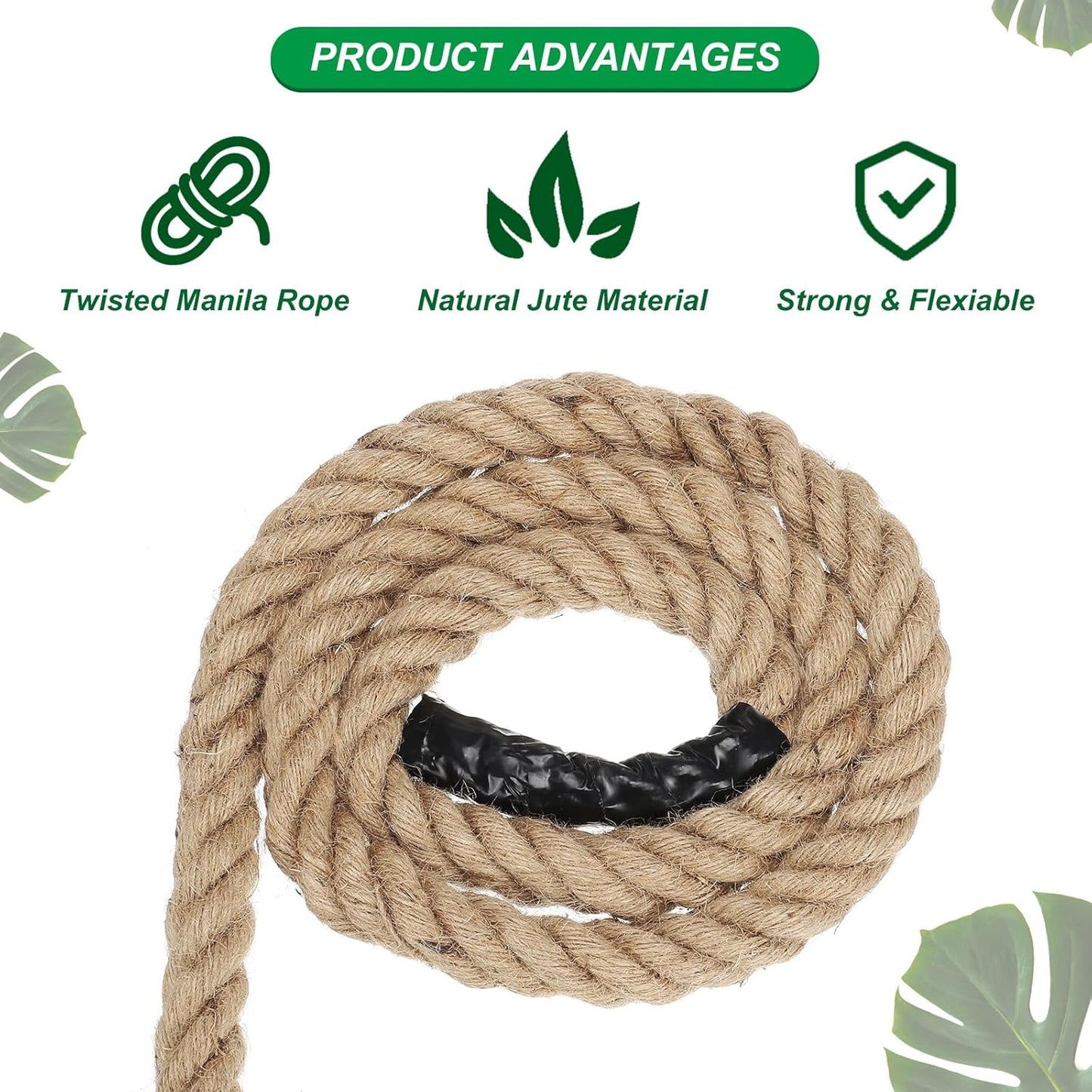PATIKIL 1" x 11 ft Twisted Manila Rope Jute Ropes Natural Thick Jute Twine Burlap for Docks Railings Bundling Craft Tug of War Decorating