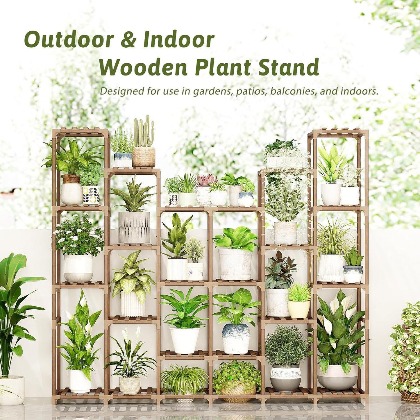 22 Tiers Plant Shelf for Plants Large Indoor Plant Stand Plant Rack Extra Large Wood Plant Stands for Hanging Plant Holder for Patio Balcony Garden