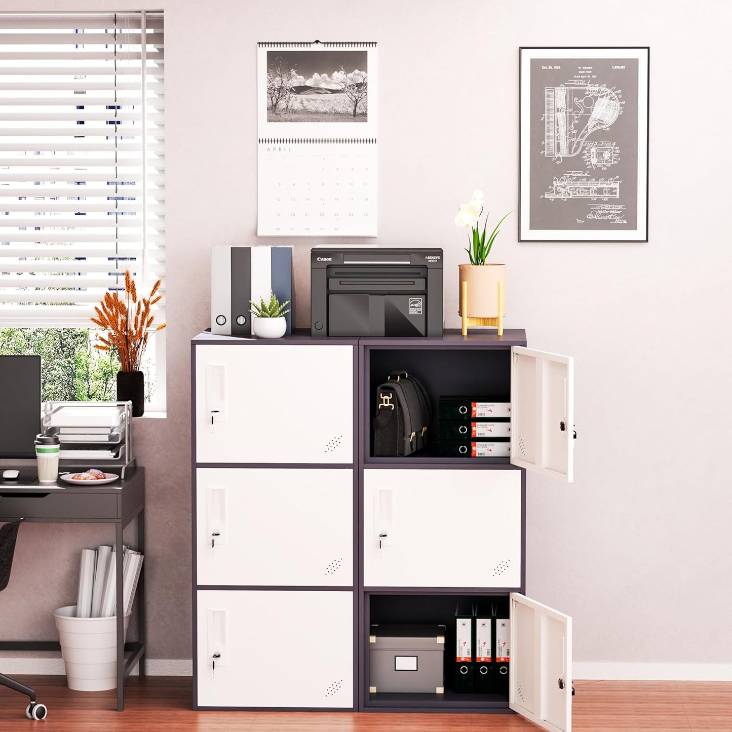 3 Door Vertical Stackable Storage Cabinet with Lock,Anti-Failing Device, Metal Lcoker,Organizer for Office, Home, Gym, School,Employee,Kids. (Grey)