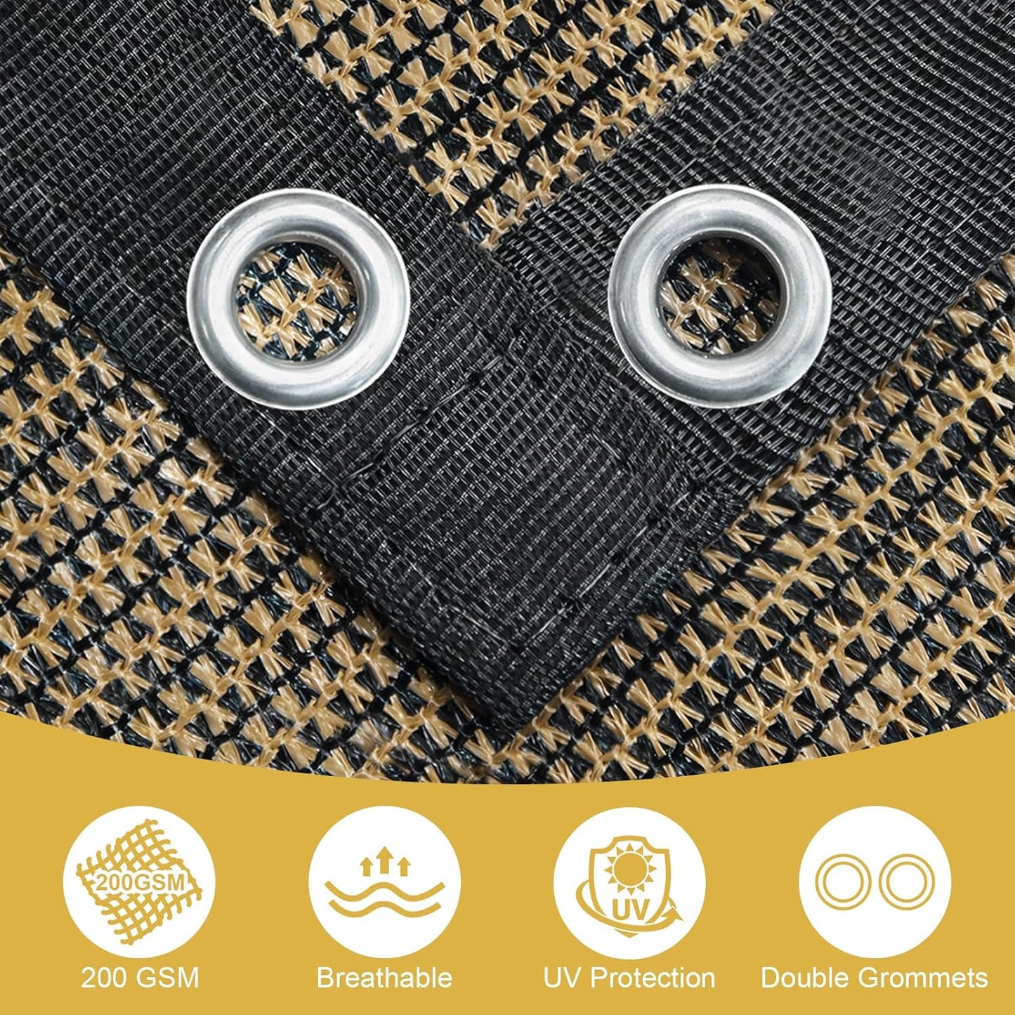Shade&Beyond 90% Sun Shade Cloth with Grommets, 10' X 20' Pergola Shade Cover Canopy, Mesh Tarp Sun Screens for Patio, Outdoor, Garden, Backyard, Mocha
