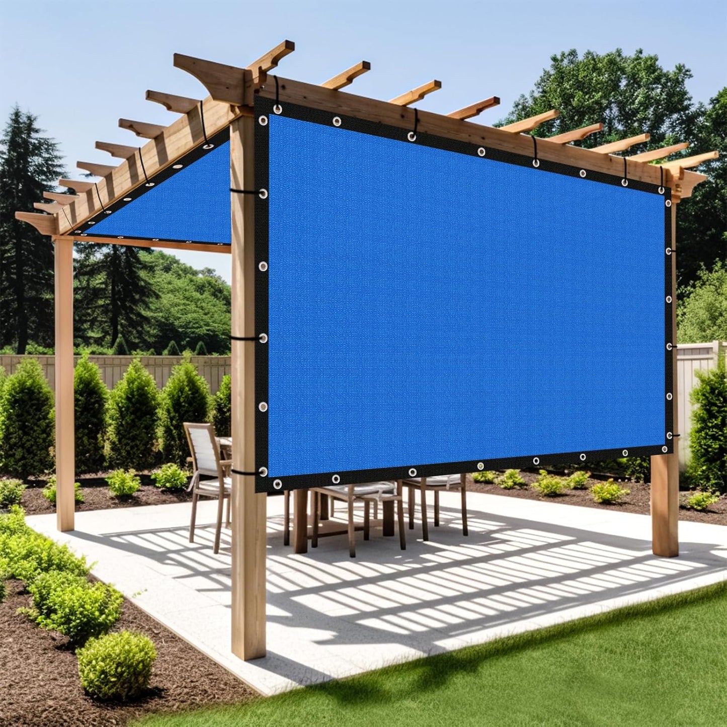 Shade&Beyond Customized Size 90% Sun Shade Cloth with Grommets, 10' X 24' Pergola Shade Cover Canopy, Mesh Tarp Sun Screens for Patio, Outdoor, Garden, Backyard GN01, Blue