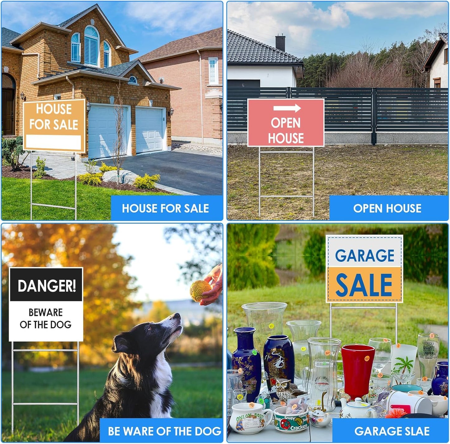 200 Pcs H Stakes for Yard Signs 16.5'' x 7'' Heavy Duty Metal H Frame Wire Stakes Weatherproof Metal Holder for 4mm 5mm Corrugated Signs Guidepost Yard Halloween Decoration