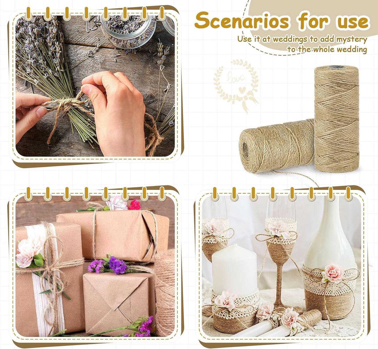 Garden Twine, 656 Feet Jute Twine,Baling Twine, Plant String, Garden Twine for Climbing Plants,Tomatoes, Crafting Floristry