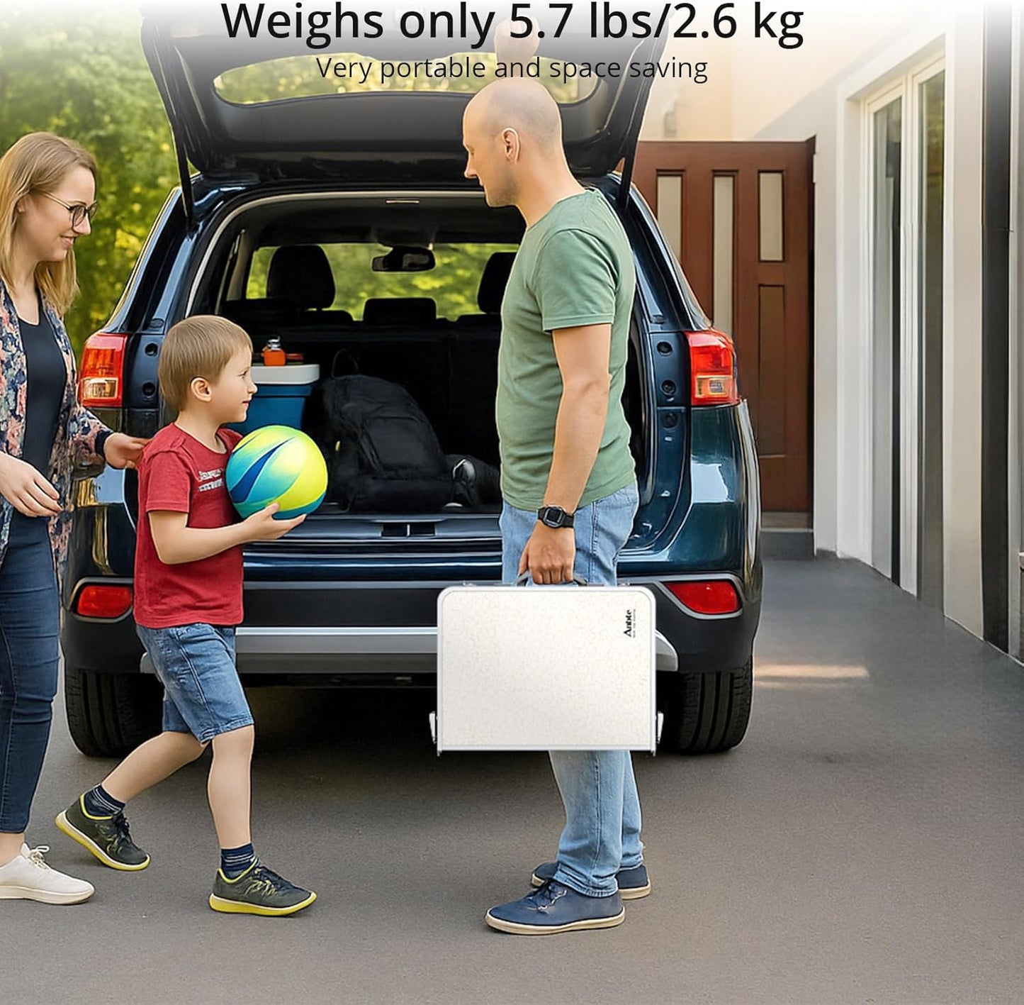 Folding Camping Table, Aluminum 24" x 16" Adjustable Height Small Folding Table with Carrying Handle, Lightweight, Portable Camping Table Waterproof for Outdoor Indoor Picnic Beach BBQ, Silver