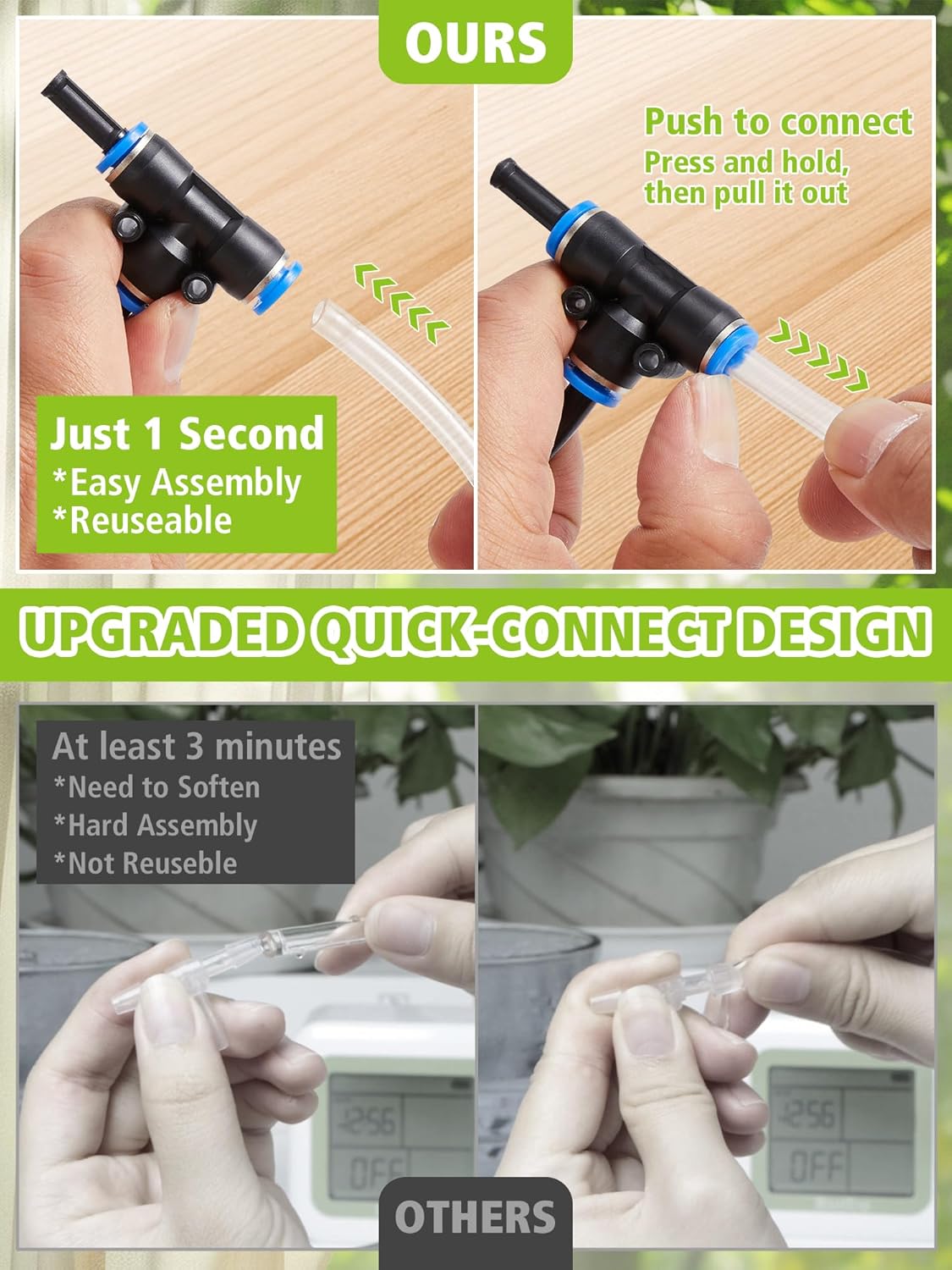 Greennote Automatic Watering System for Indoor Plants - DIY Quick-Connect Kit with Stabilized Flow Emitters, 15 Potted Houseplants Support, Effortless Setup