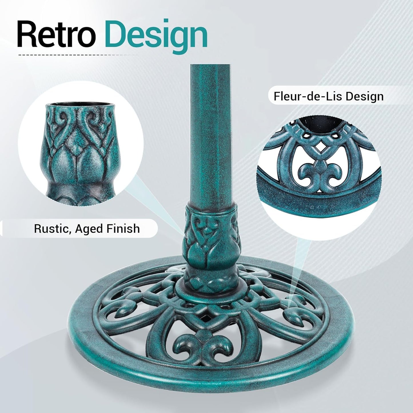 Bird Bath 28 Inch Height, Polyresin Standing Antique Birdbath for Outdoor Garden Decor, Green