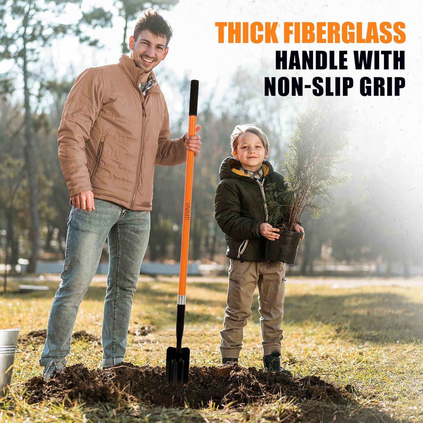 Trench Shovel for Digging, 4-Inch Trenching Shovel with Fiberglass Handle, 56 Inches